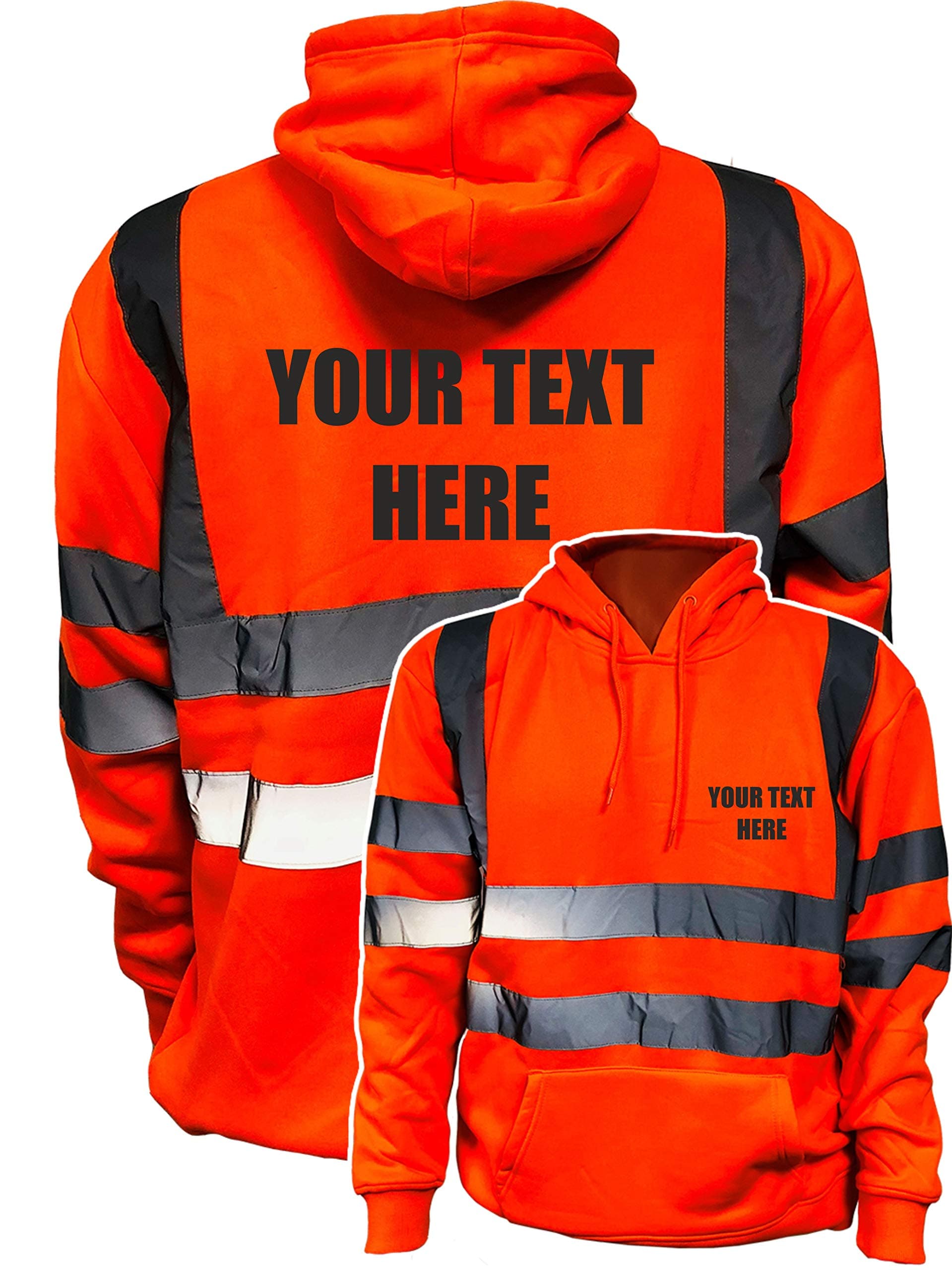 Personalised Orange Hi Vis Hoodie Pullover, Conforms to EN20471 Class 3, High Visibility, By Brook Hi Vis,