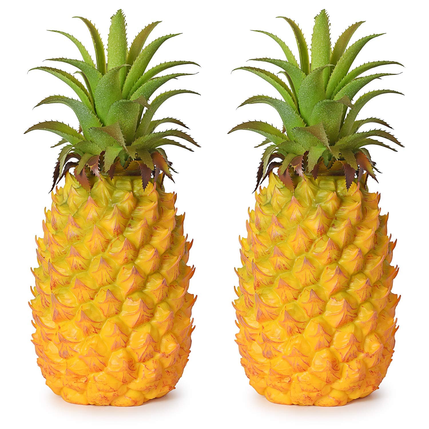 Lvydec 2 Pack Artificial Pineapple, Realistic Artificial Fruit Fake Pineapple for Home Cabinet Table Party Decoration (10.2" - 2 Pack)