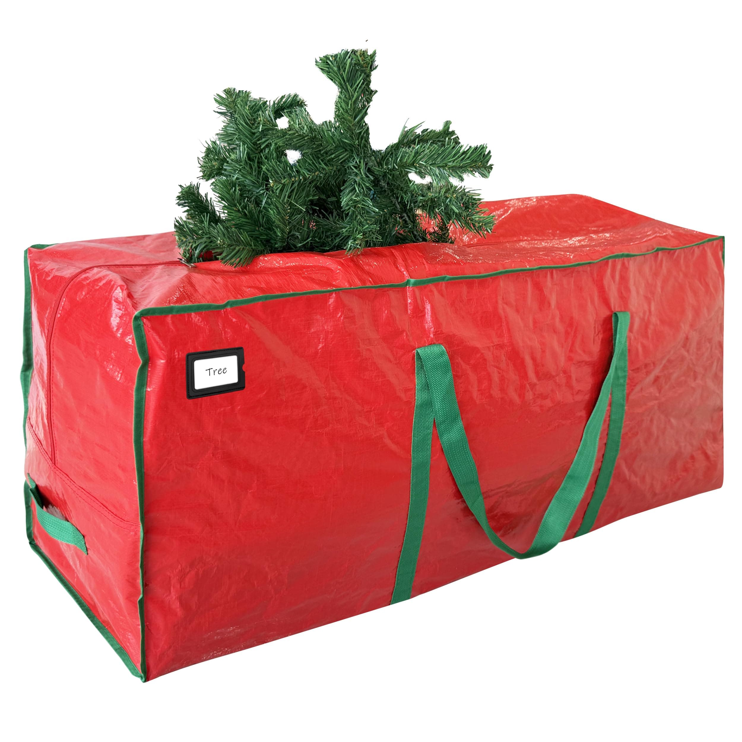 Cosy Family 7.5 ft Christmas Tree Storage Bag - Durable Heavy Duty Extra Large Artificial Xmas Holiday Tree Bag with Reinforced Handles and Dual Zippers Wide Opening - Red