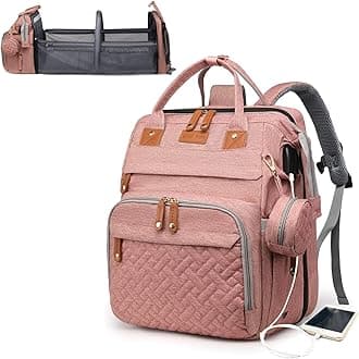 Baby Diaper Bags with Changing Station, Waterproof Diaper Bag Backpack for Moms Dads with USB Charging Port, Baby Shower Gifts, Large Capacity diaper backpack, Pink