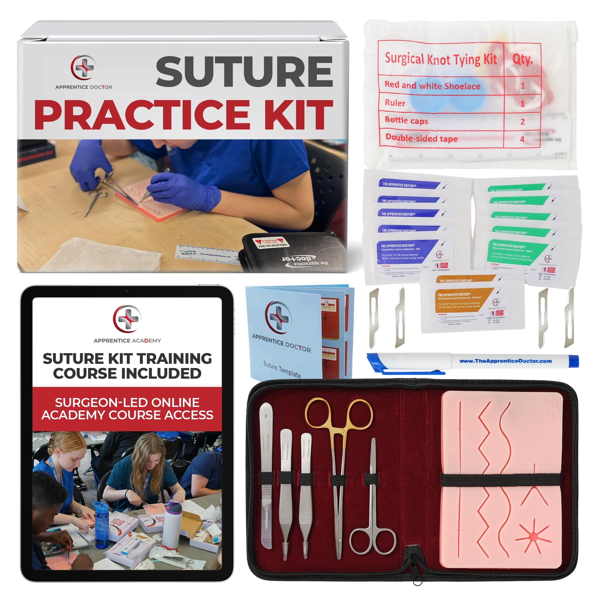 The Apprentice Doctor Suture Practice Kit for Medical Students with Comprehensive Online Training -