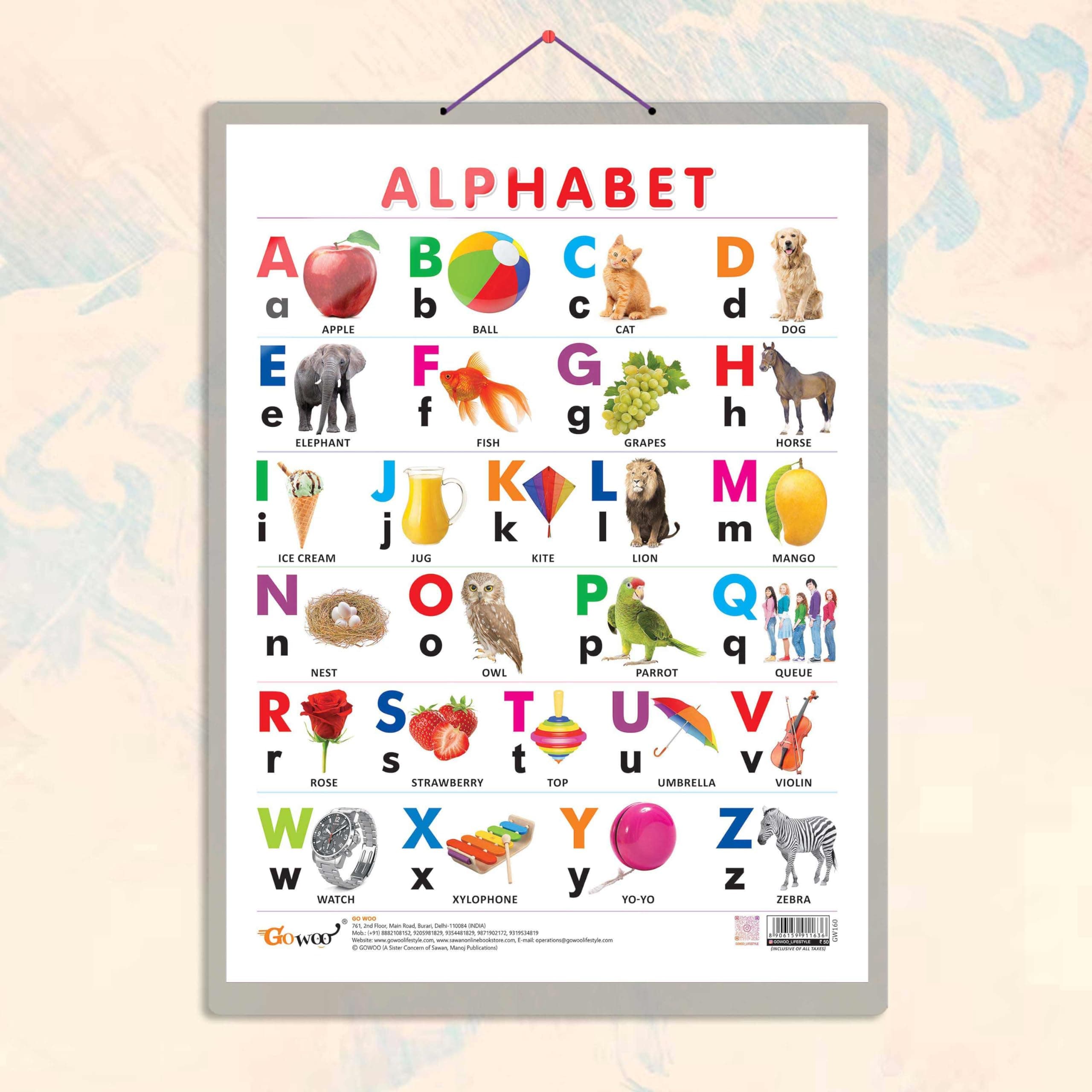 ALPHABET CHART HARD LAMINATED | Educational Alphabet Chart for Kids