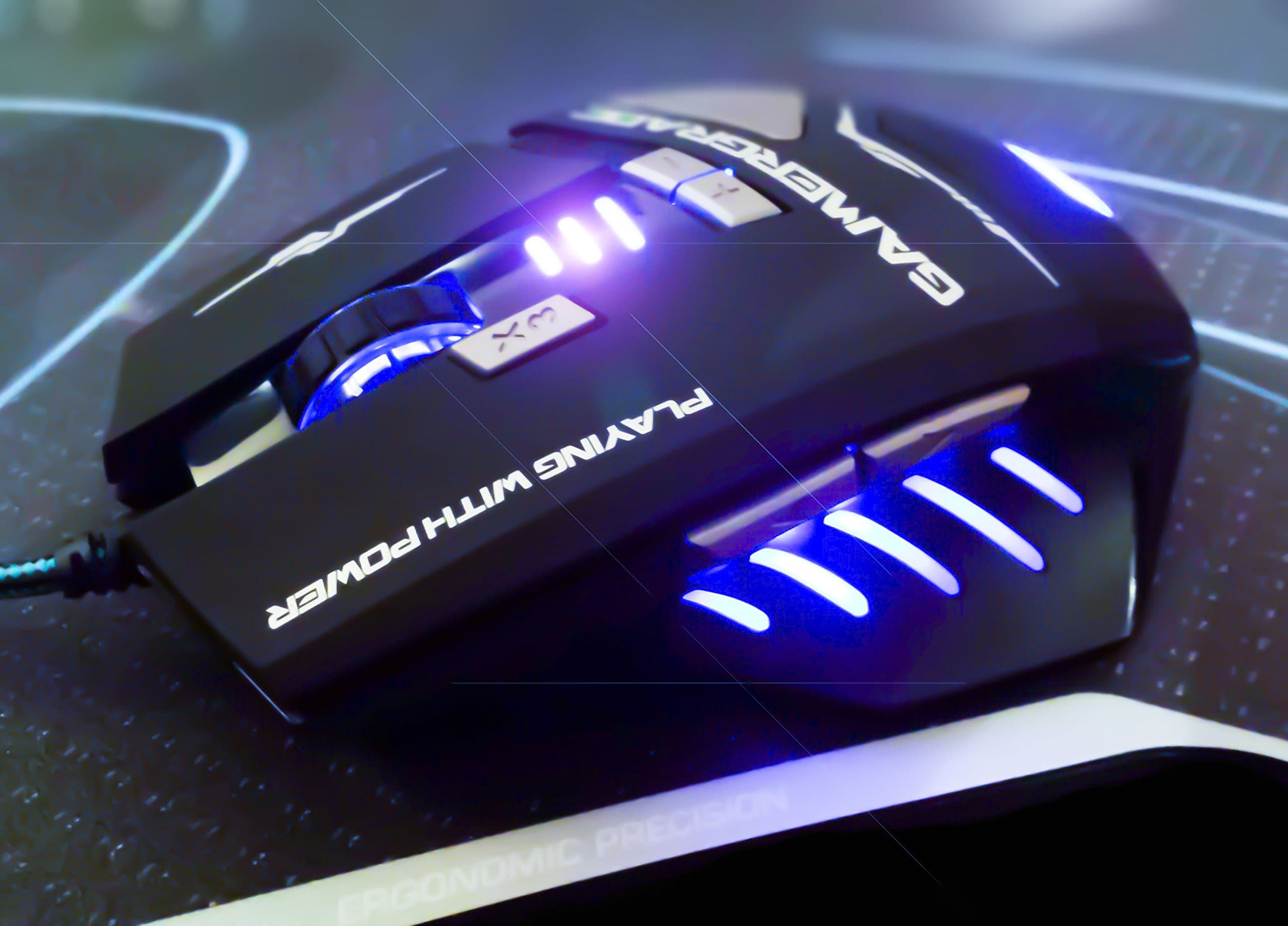 GamerGrade® Pulse Extreme High Precision PRO Gaming Mouse – FULLY Macro Programmable, 8 Tactile Buttons, 8 Colour LED Options (Solid, Respiration & Neon Modes), Luxury Matte Rubber Coated Finish, Multi-Level (4-Stage) Switchable DPI, Professional Gamer Focused Design – Engineered FOR Gamers (Black)