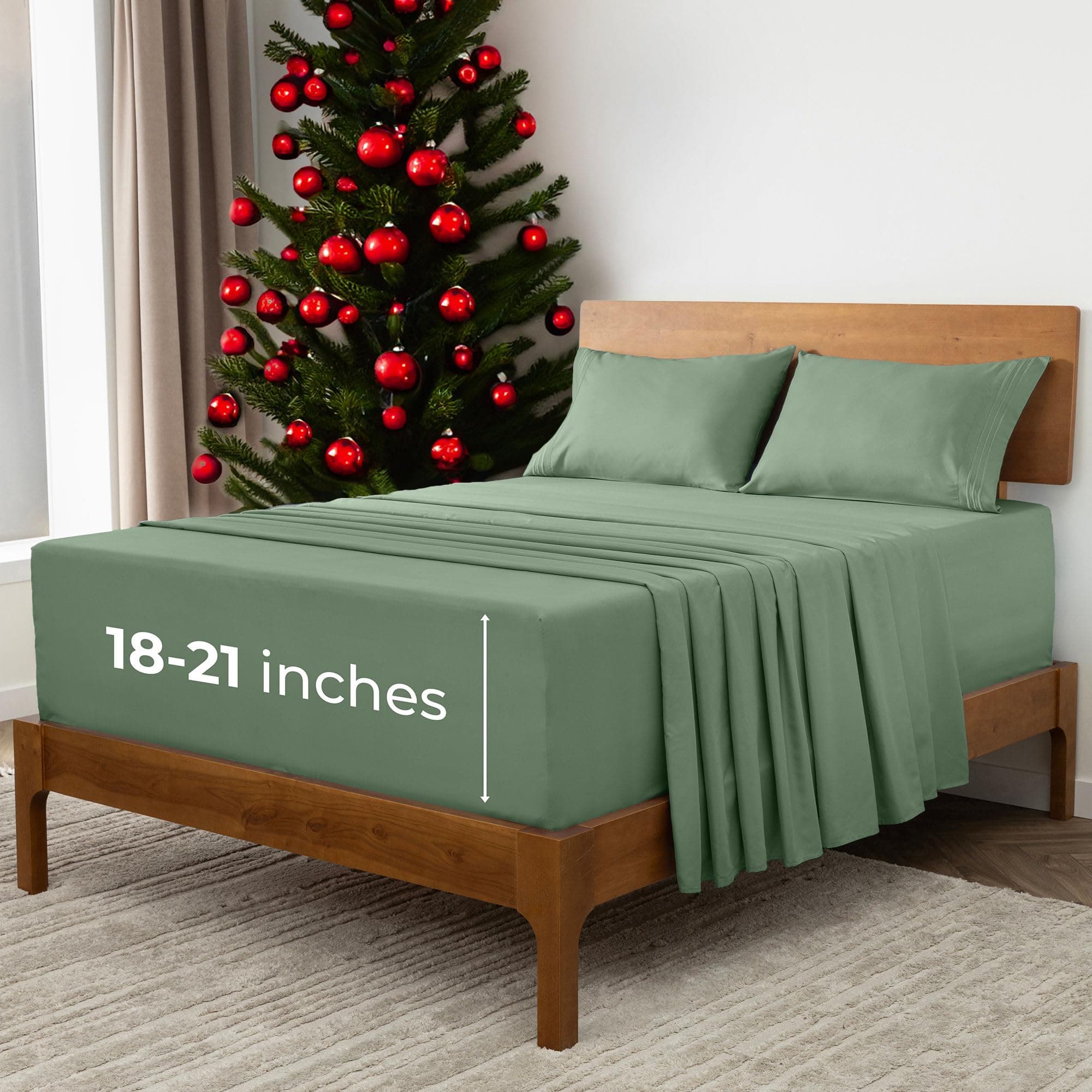 Mellanni Extra Deep California King Sheets - 4 PC Iconic Collection Bedding - Hotel Luxury, Ultra Soft, Cooling Bed Sheets - Wrinkle, Fade, Stain Resistant (Cal King, Sage)