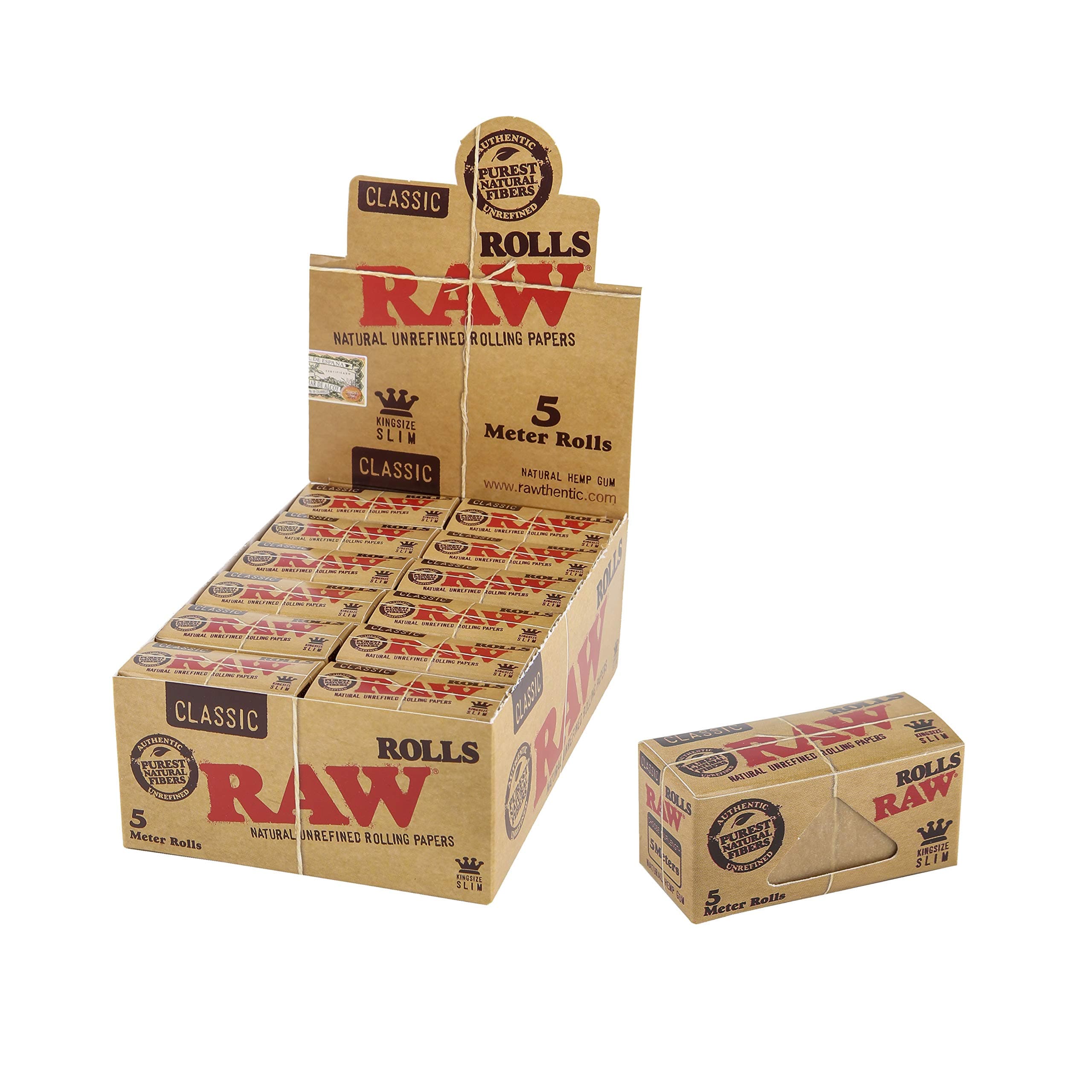 Classic Natural Unrefined Rolling Paper Rolls - 5 Meter Roll (24)