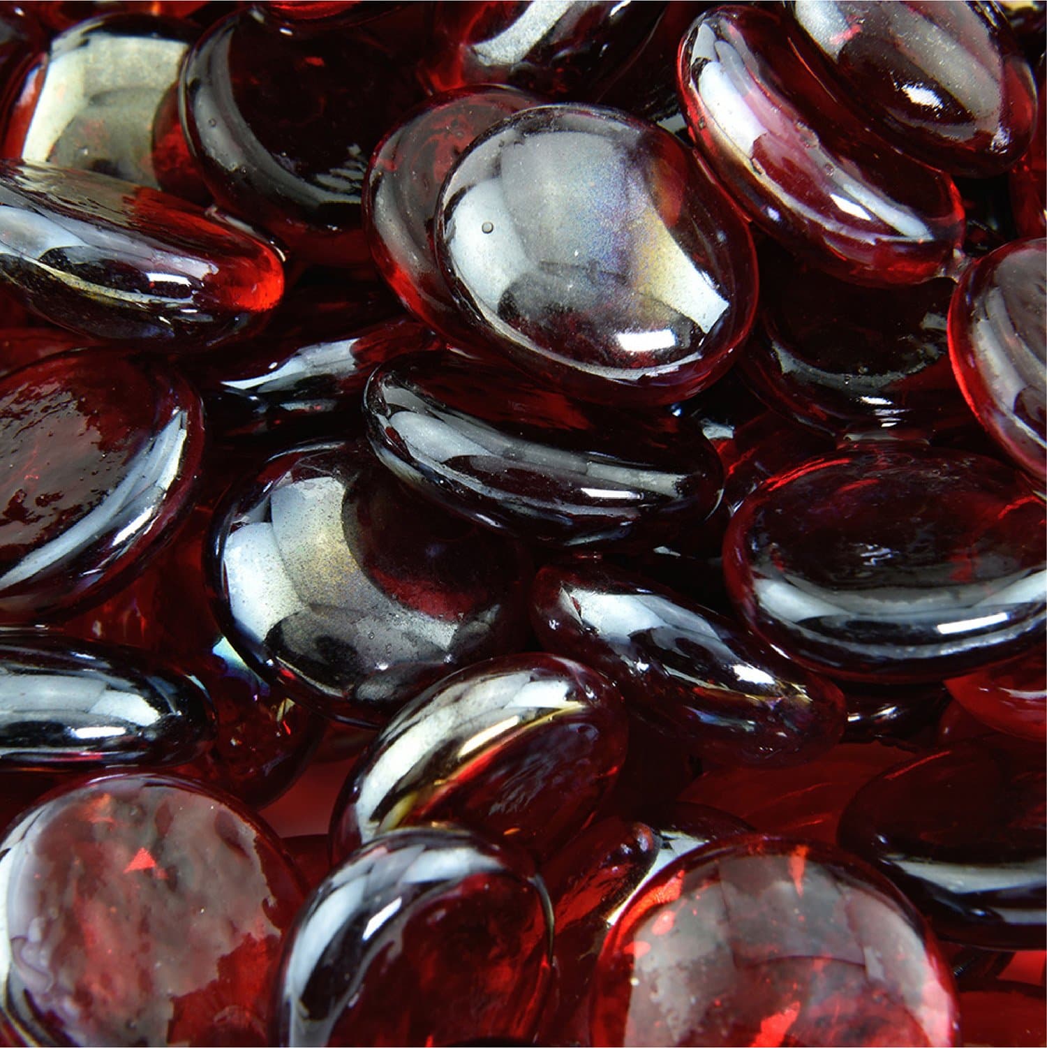 Ruby - Fire Glass Beads for Indoor and Outdoor Fire Pits or Fireplaces | 10 Pounds | 3/4 Inch, Semi-Reflective