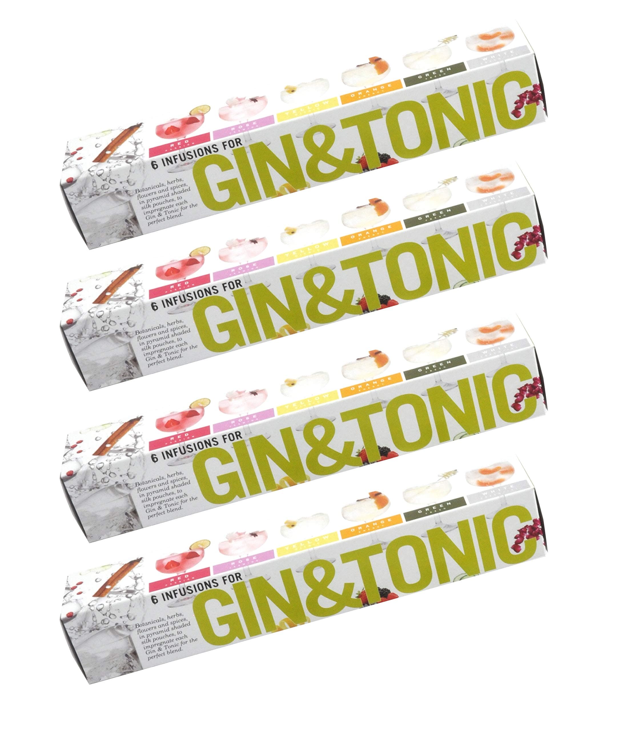 Te Tonic Gin And Tonic infusions set- Nanopack 6 Different Flavored Gin Botanicals Herbs Infusions Bags- [Pack of 4]