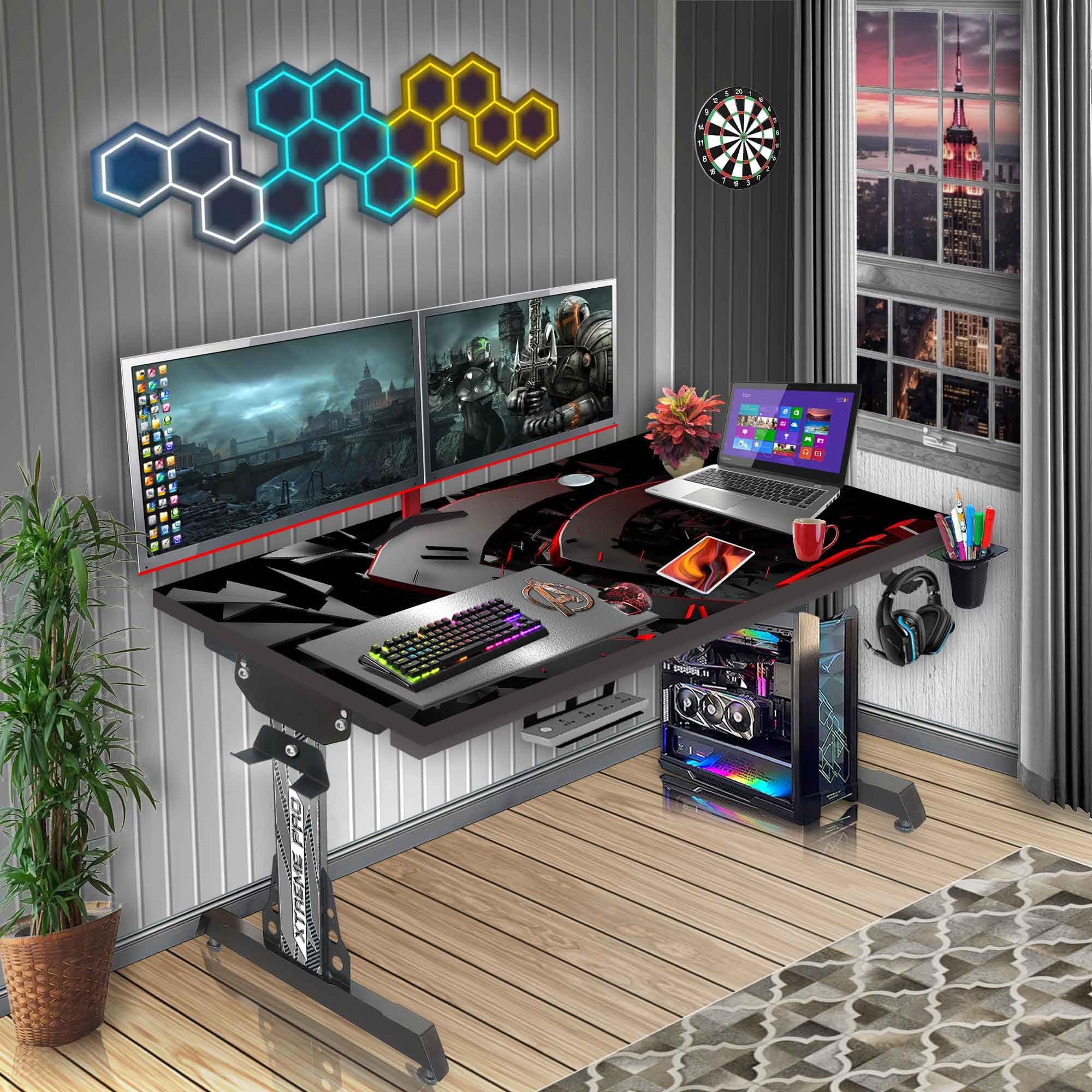 Xtreme PRO Direct Theme Image Printed Computer Table for Gaming, Work & Study Desk. Large for PC, Dual Monitors, iMac, and Laptops. Carbon Steel & Engineered Wood. Black Stand 4x2 FEET (XPB4_CT-189)
