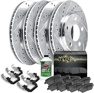 Hart Brakes Front Rear Brakes and Rotors Kit |Front Rear Brake Pads| Brake Rotors and Pads| Ceramic Brake Pads and Rotors - PHCC.40110.02