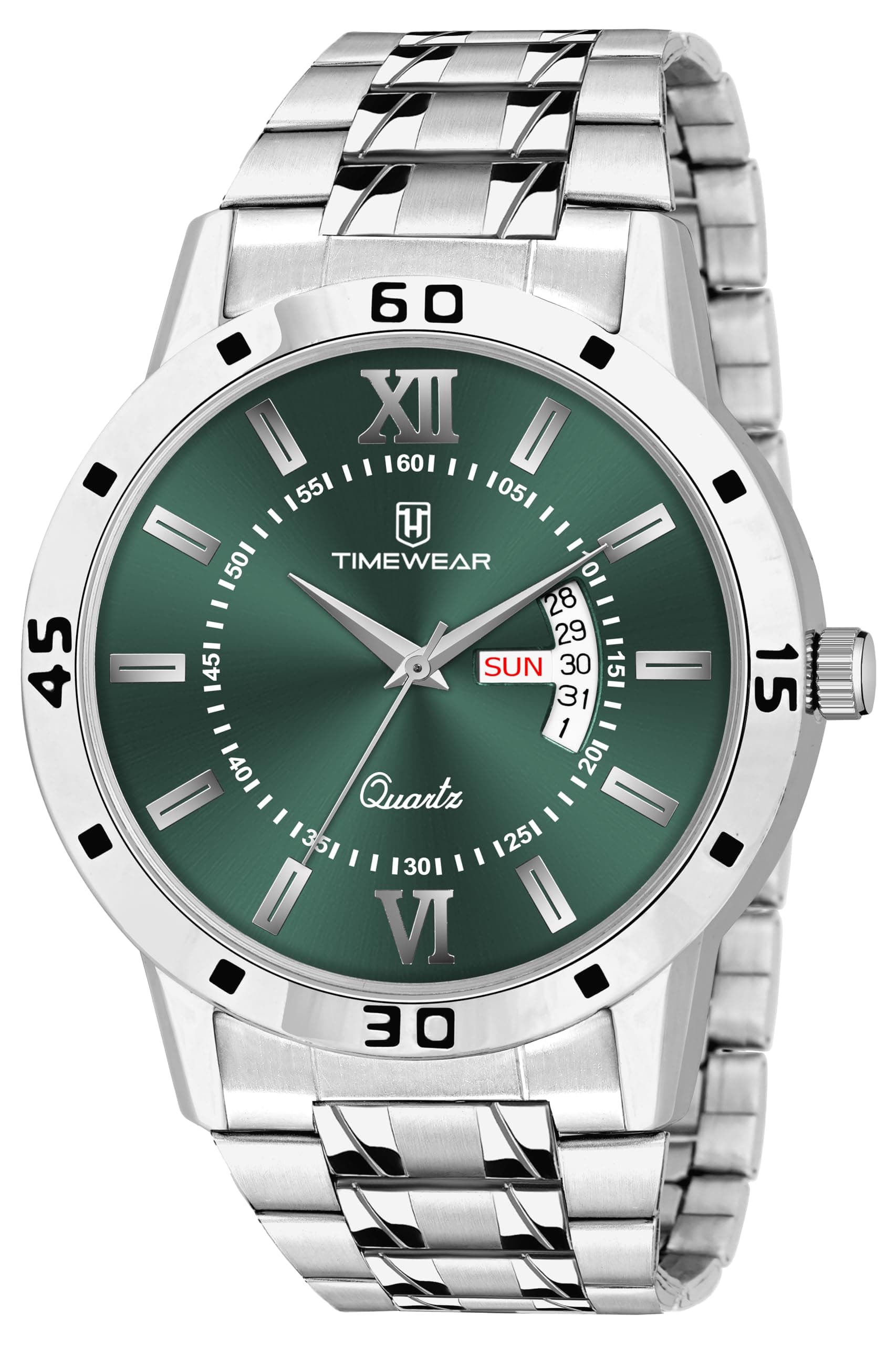 Analog Day Date Functioning Stainless Steel Chain Watch for Men