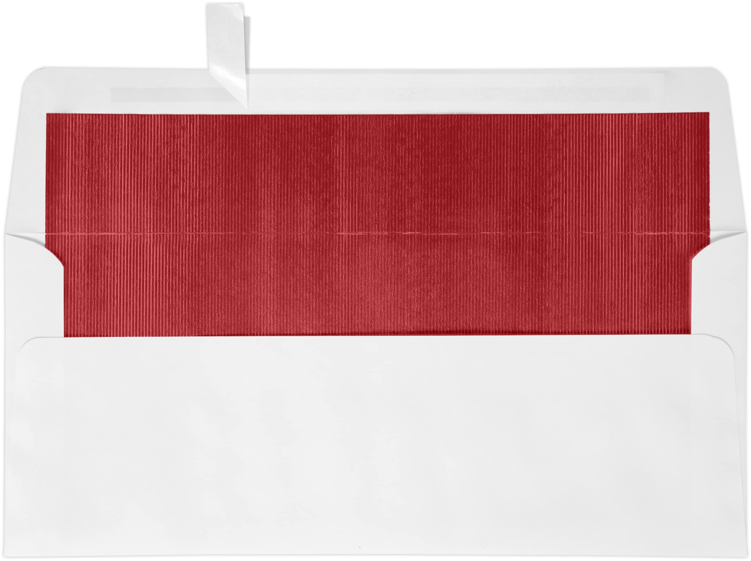 #10 Foil Lined Square Flap HOLIDAY Envelopes (4 1/8 x 9 1/2) w/Peel & Press - White w/Red LUX Lining (50 Qty.) | Perfect for Checks, Invoices, Letterhead, Statements, and More! | FLWH4260-01-50