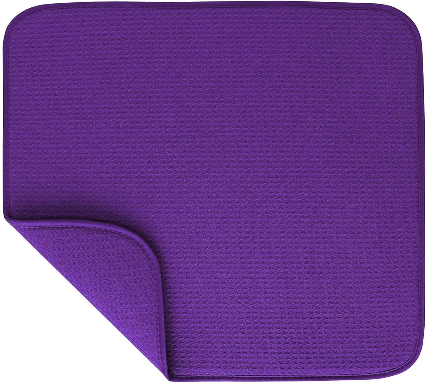 Microfiber Dish Drying Mats, Drying Mat for Dishes, Large Absorbent Sink Drain Mat Big Reversible Dish Dryer Pad for Kitchen Counter (Purple)