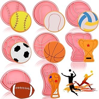 Hoolerry 8 Pcs Ball Shape Cookie Cutters Set 3D Football, Basketball, Volleyball, Soccer, Tennis Cookie Cutters Stamps for Sport Themed DIY Party Baking and Decoration Supplies