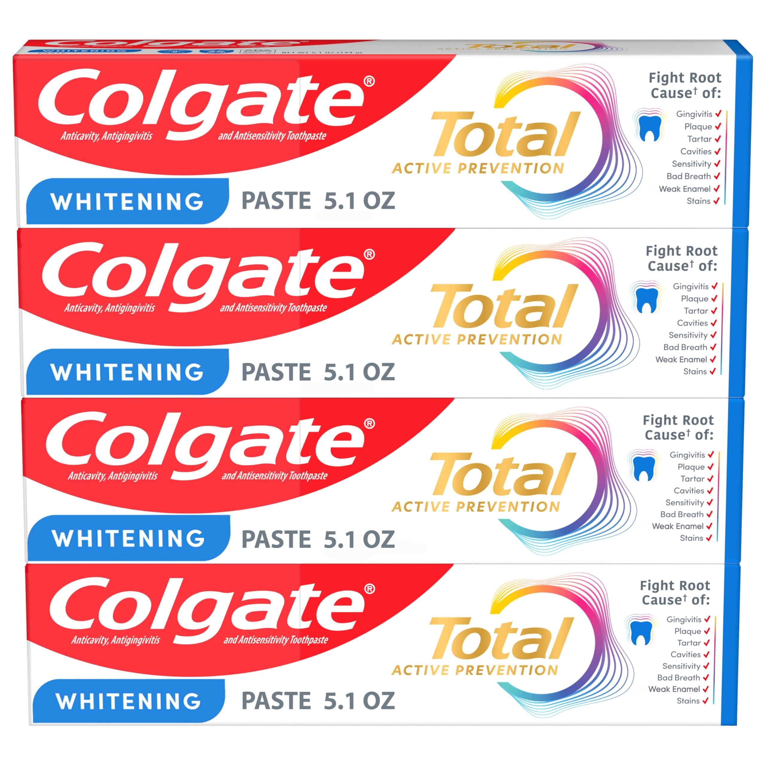 Total Whitening Toothpaste, 5.1oz, 4 Pack