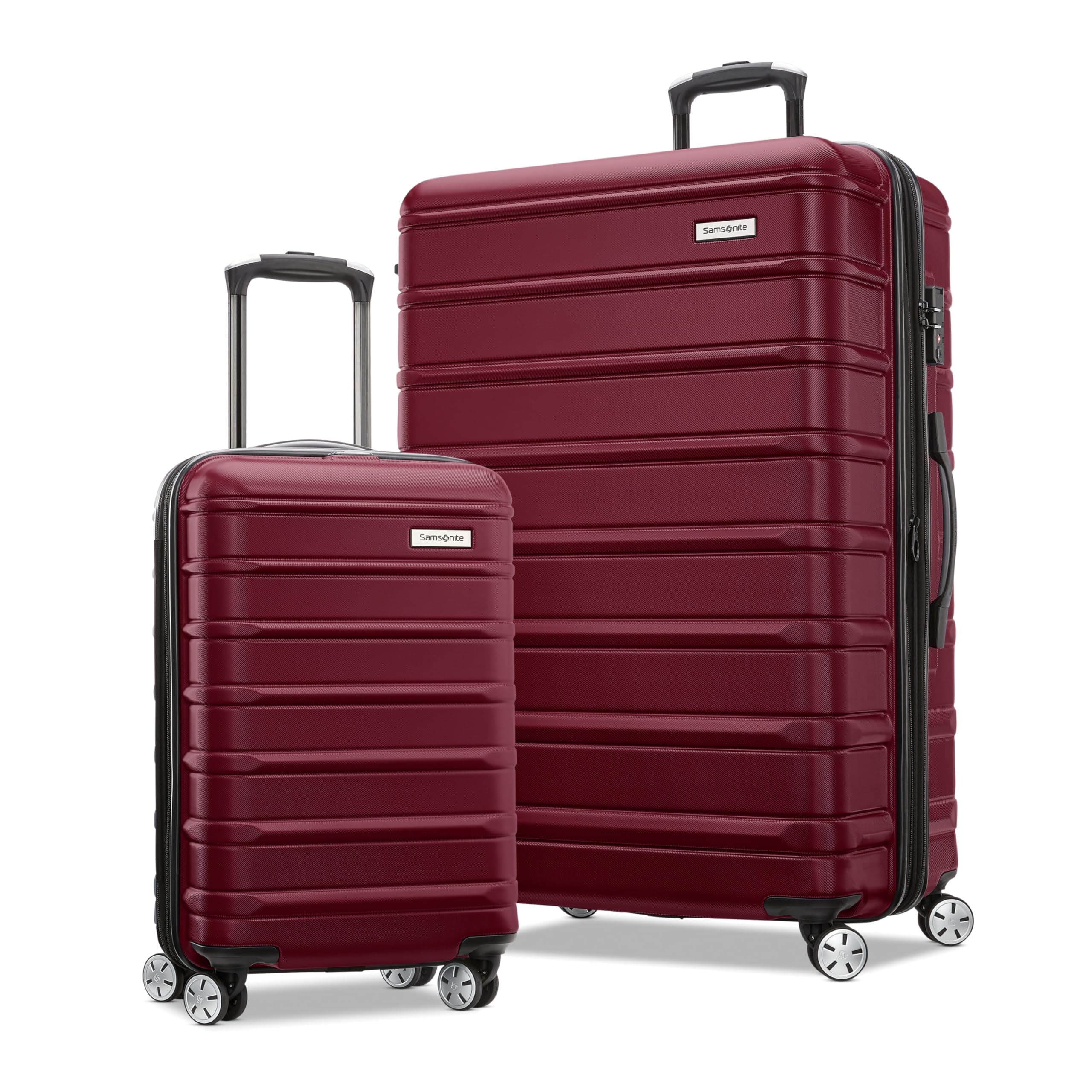 Samsonite Omni 2 Hardside 2 Piece Set - Includes Global Carry-On & Large Checked Suitcases - 360° Dual Spinner Wheels - Integrated TSA Lock & Expansion - Amazon Exclusive - Merlot