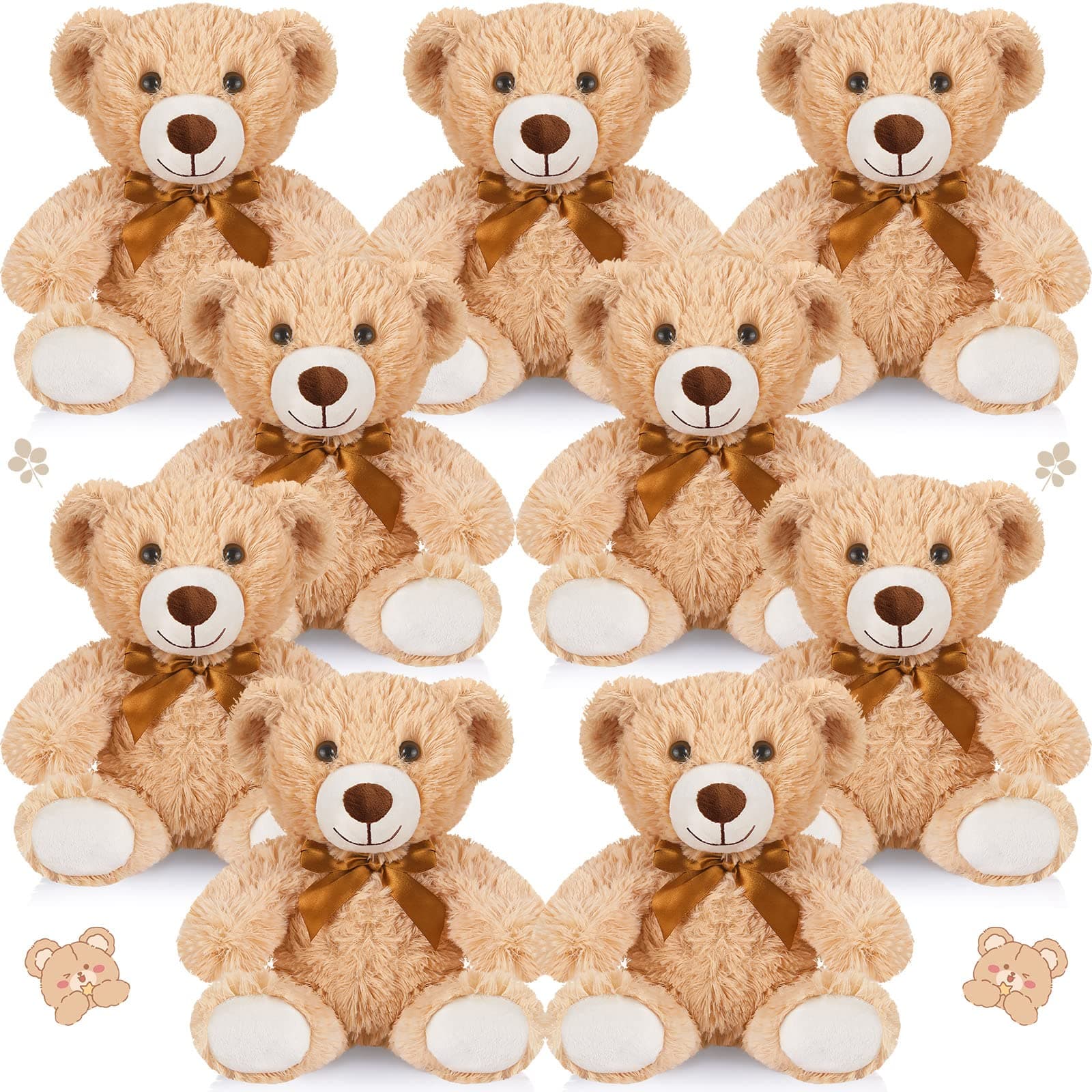 HyDren 9 Pcs 14 Inch Graduation Stuffed Animals Bears Bulk Soft Animal Bears Cute Dolls Gift for Graduation Mother's Day Baby Shower Birthday Gift Teacher Appreciation(Light Brown)