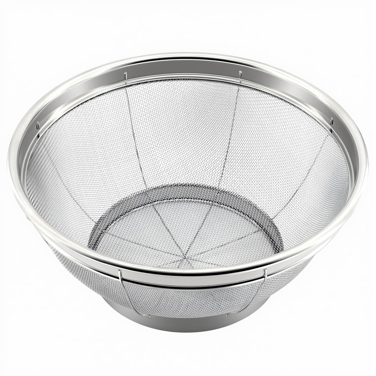 Fine Mesh Strainer for Kitchen, 4 Quart Stainless Steel Colander Bowl for Pasta, Rice, Fruit, Metal Net Baskets with Resting Base - Strain, Drain, Rinse