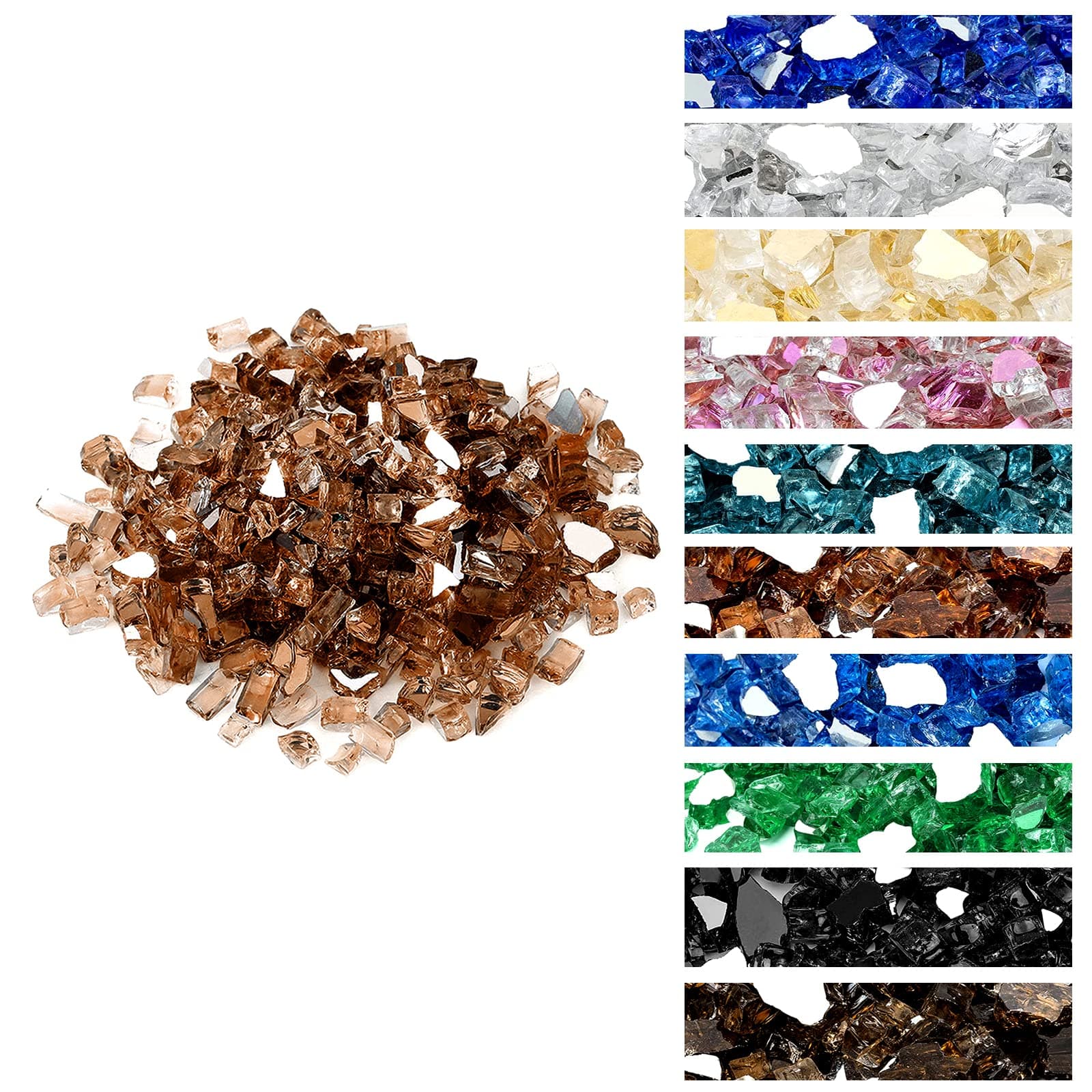 onlyfire Reflective Fire Glass for Natural or Propane Fire Pit, Fireplace, or Gas Log Sets, 10-Pound