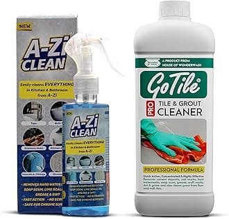 Bathroom Deep Cleaning Combo | A-Zi Clean 200 ML & GOTILE PRO Tile Cleaner 1L Concentrated | Removes Hardwater Marks, Limescale, Soap Scum and Oil Stains for Faucet, Basins, Quick action