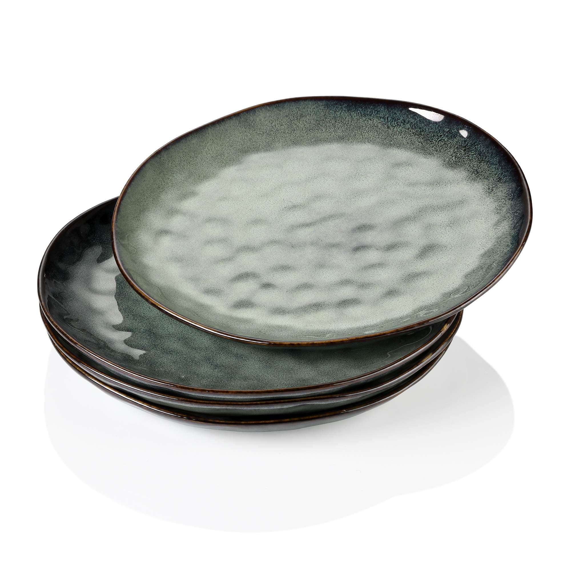vancasso Dinner Plates Set, 10.5 Inch Scratch-Resistant Ceramic Plate, Microwave, Oven and Dishwasher Safe Dinner Plates Set of 4, Reactive Glaze and Vintage Green Look