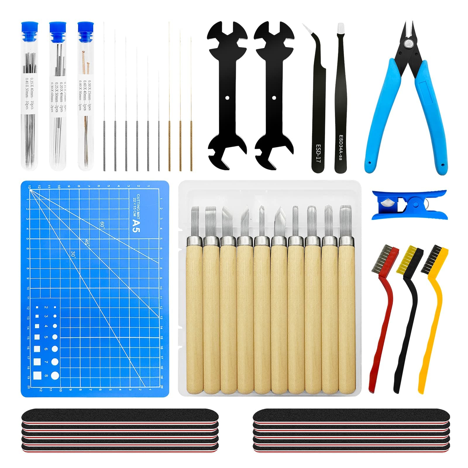 3D Printer Tool Kit, TIOPY 61Pcs 3D Printer Accessories for Cleaning, Removal Finishing Cutting, Includes Cleaning Needles,Tube Cutter,Tweezers,Pliers,Wrench, 3D Printing Tools for Bambu Lab/Kobra/MK4