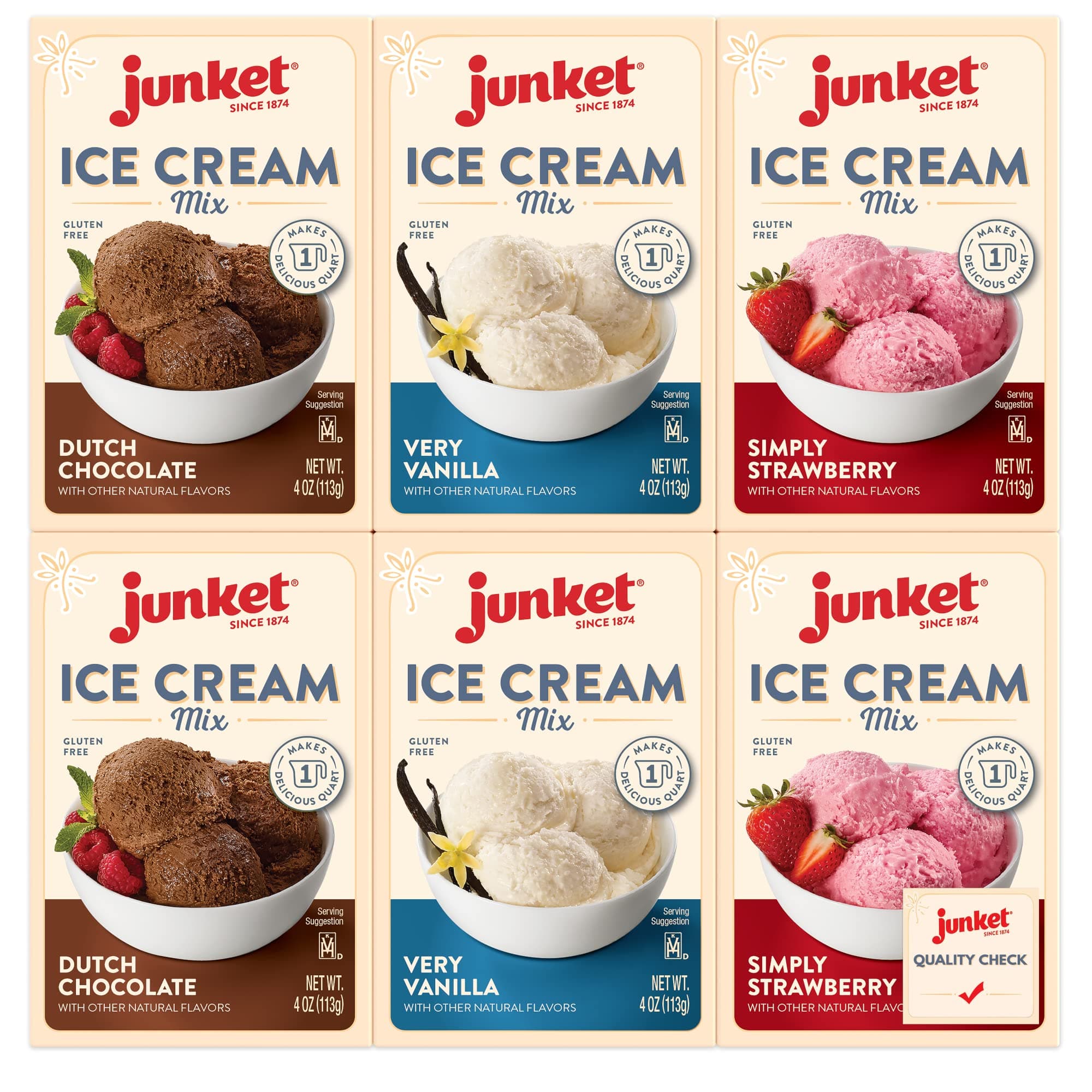 Ice Cream Mix Bundle - 2 Vanilla, 2 Chocolate, 2 Strawberry (6 Total)