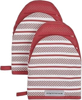 KitchenAid Albany Mini Oven Mitt 2-Pack Set, Passion Red, 5.5"x8"