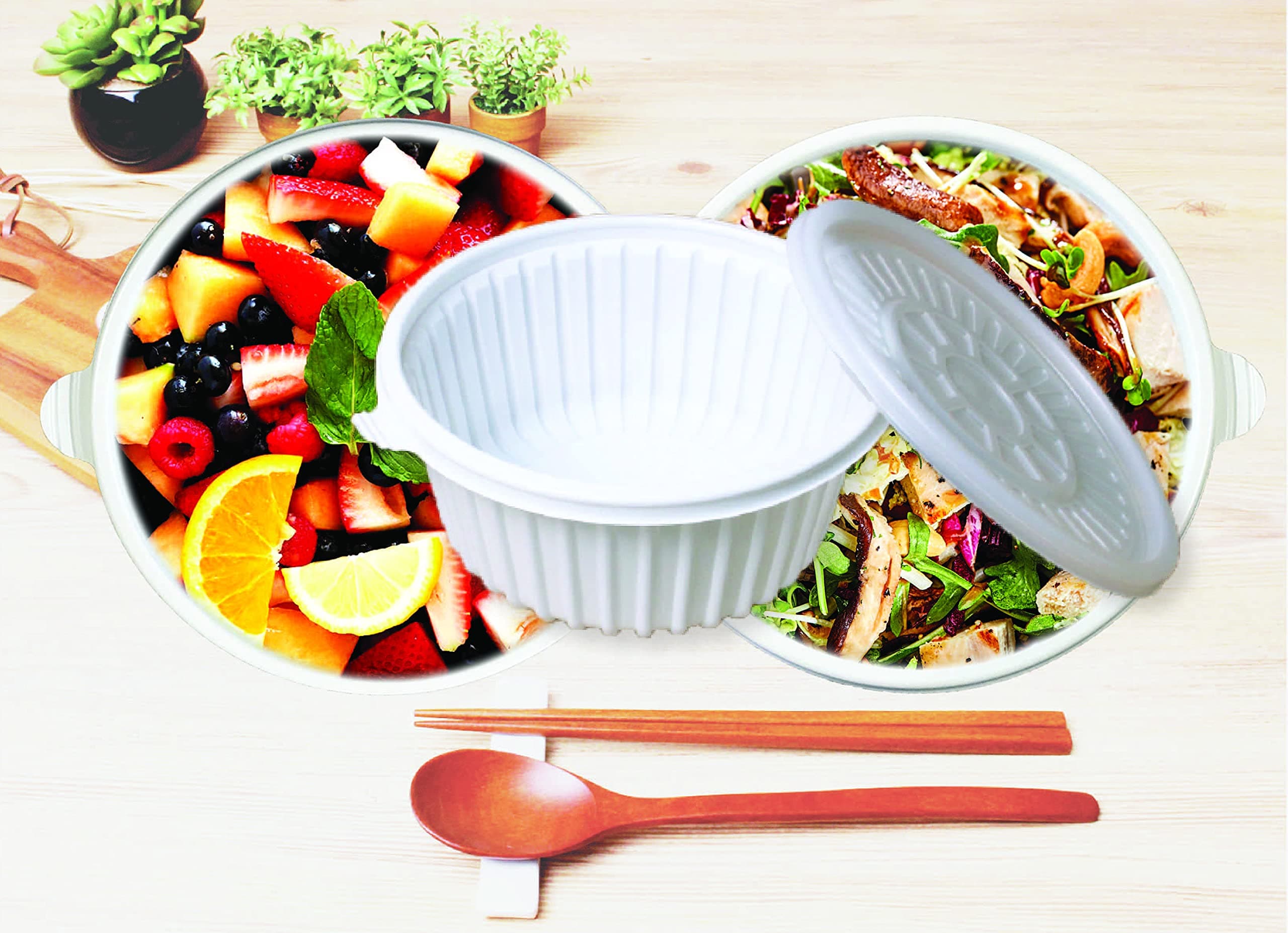 32oz Bento 25-Pack Meal Prep Disposable Plastic Bento Take Out Food Containers for Meal prepping Bowls with Lids Reusable Storage Lunch Box -BPA (White Round, 25)