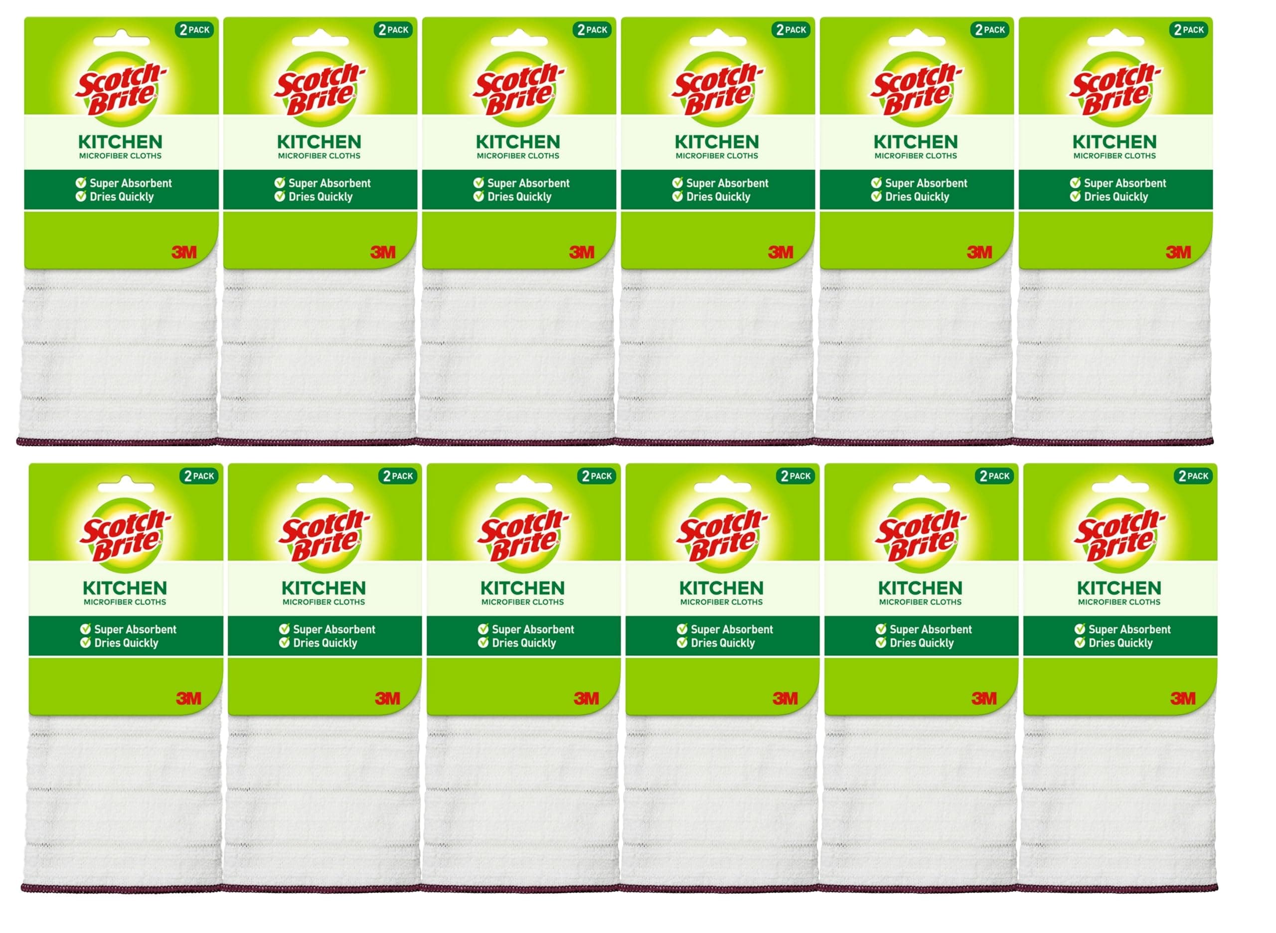 - Scotch-Brite Kitchen Cloth, 2 Cloths/Pack, 12 Packs per Case (24 Cloths Total)