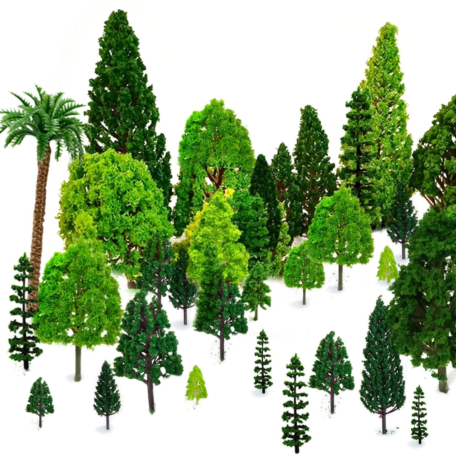 29pcs Mixed Model Trees 1.5-6 inch(4-16 cm), Ho Scale Trees, Diorama Supplies, Model Train Scenery, Fake Trees for Projects, Woodland Scenics with No Bases