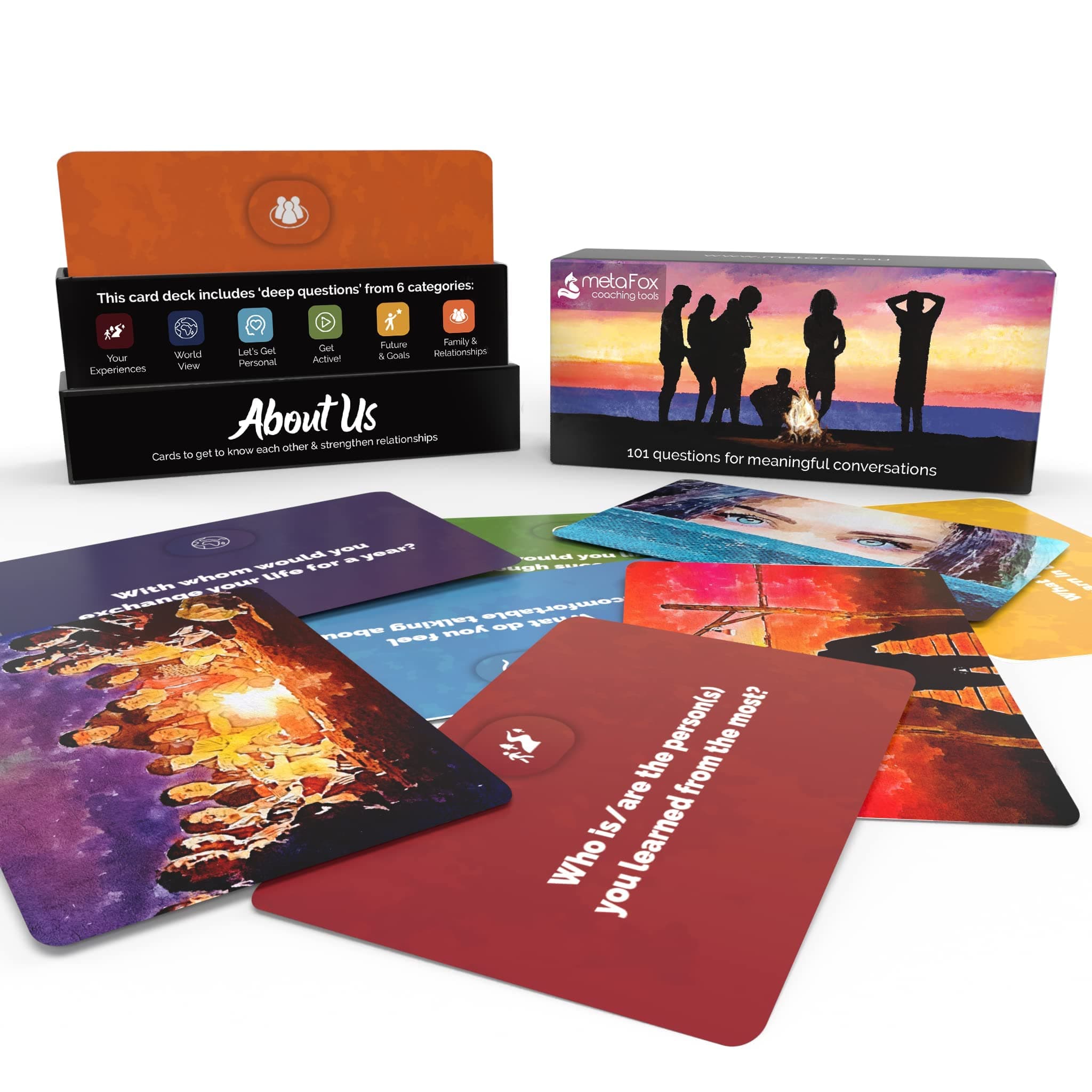 metaFox About Us Conversation Starters | 101 Getting to Know You Questions | Fun and deep Conversation Cards Game for Friends, Family, teammates