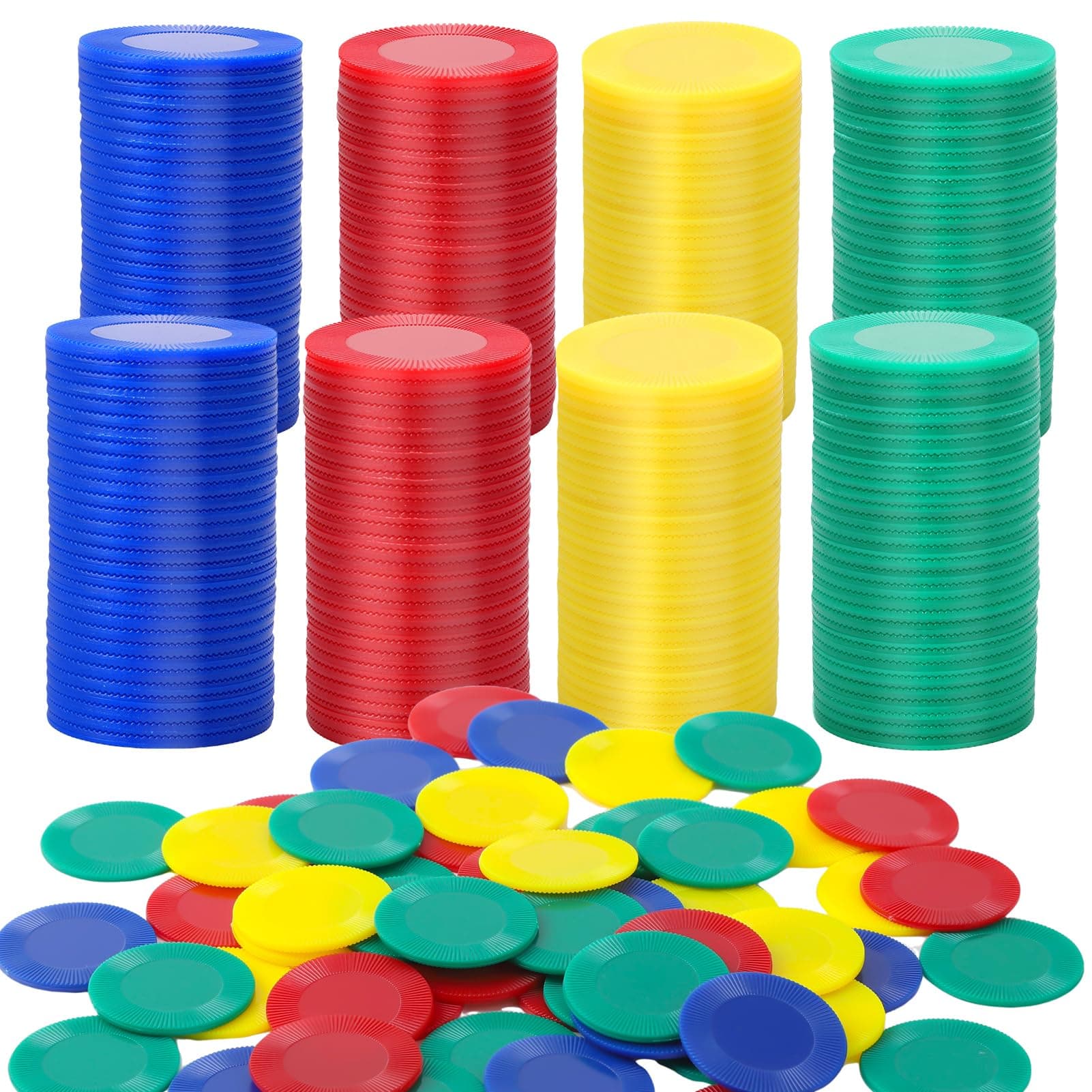 400 Pcs Plastic Poker Chips Game Chips 4 Colors Counter Card for Kids Game Playing Learning Math Counting Bingo Game Blank Chips Card for Kids Reward (1.5 Inch)