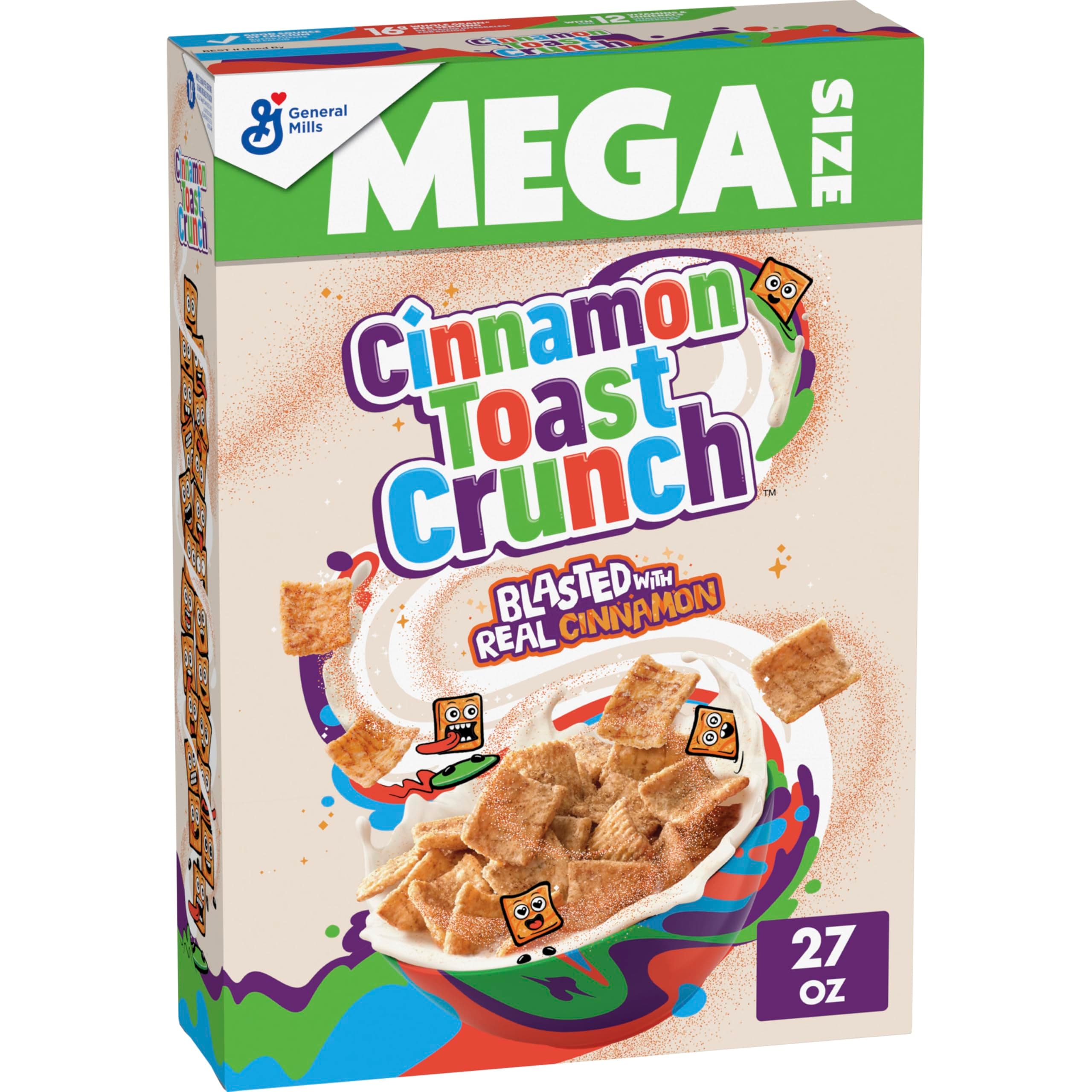 Breakfast Cereal, Crispy Cinnamon Cereal, Mega Size, 27 oz