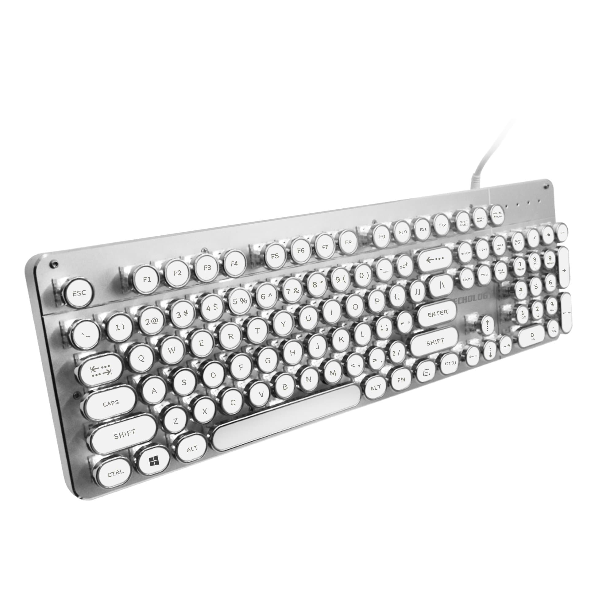 LED Backlit Keyboard | USB Gaming Keyboard Mechanical Keyboard,Games Typewriter Keyboard with LED Backlit (White-with White Light)