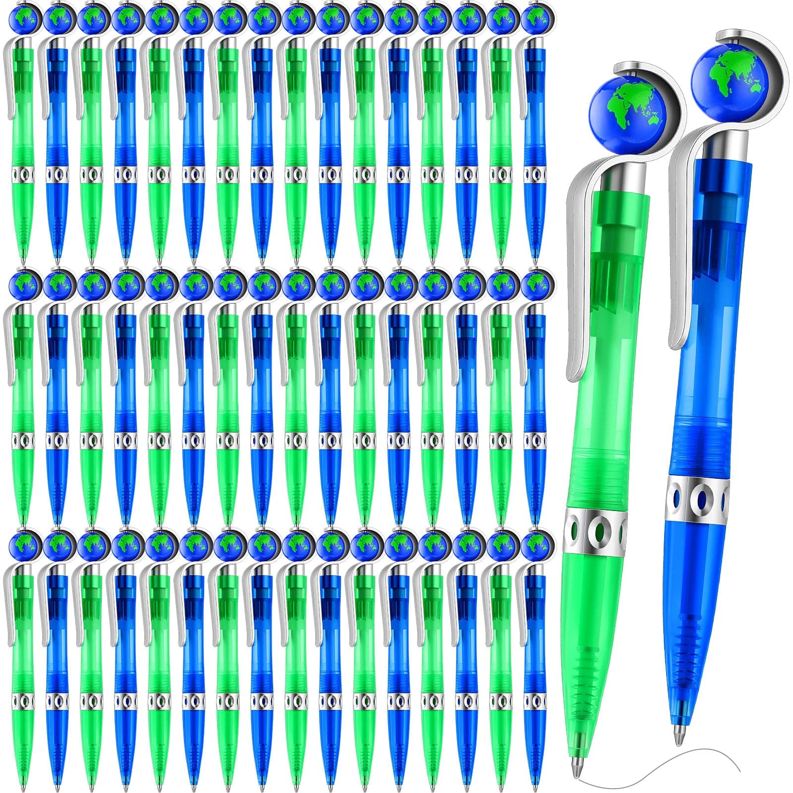 Teling 50 Pcs Earth Retractable Cute Globe Pens Bulk 1.0 mm Tellurion Shape Earth Day Black Ink World Ballpoint Pens for Adults Accessories Office Decoration Supplies