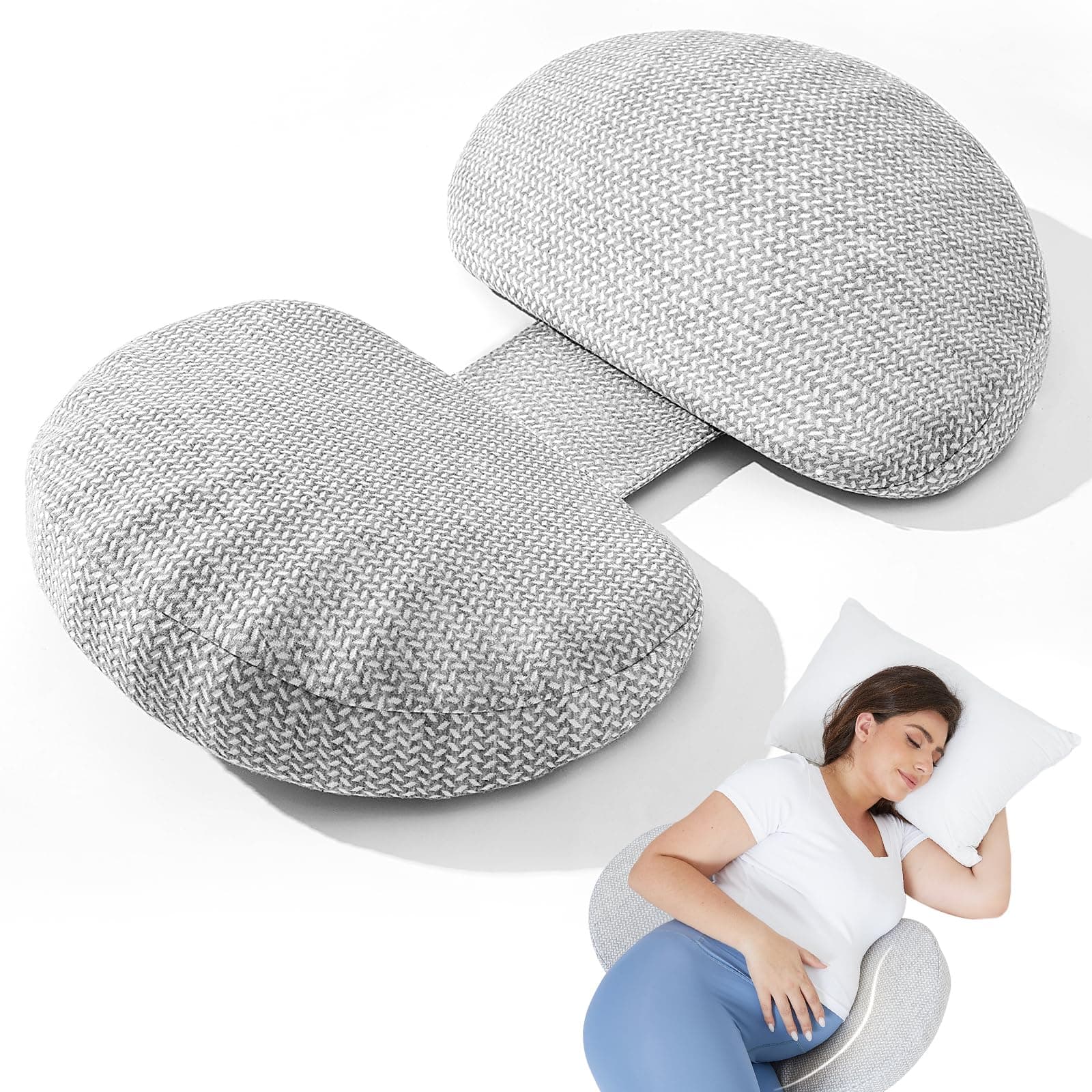 Pregnancy Pillow for Sleeping Memory Foam Pillow for Side Sleeper, Maternity Pillow Support for Back, Belly, Hips for Pregnant Women