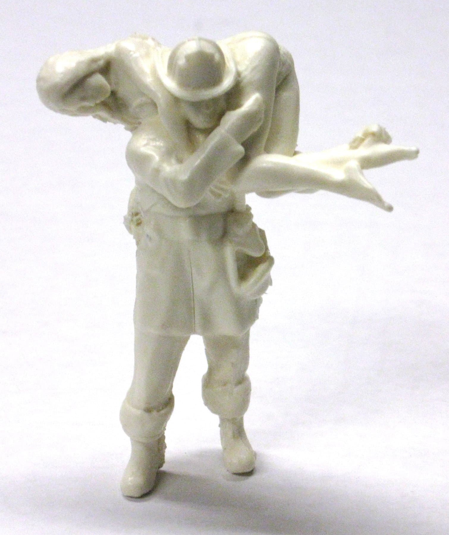 Three Inches Under 1:25 G Scale Model Resin Firefighter Fireman's Carry Rescued Female Figure