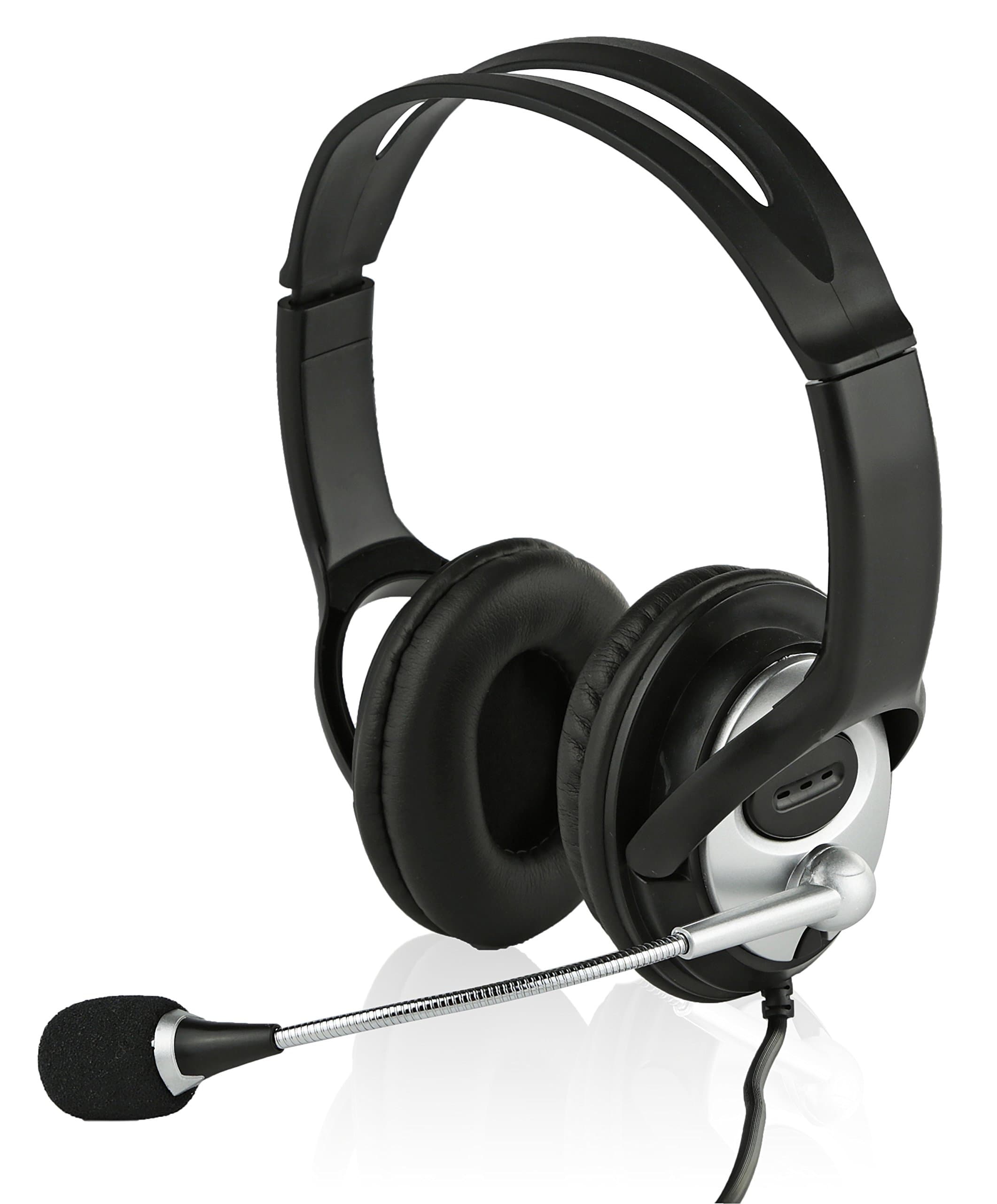 USB Headset for Computer, Chat, Skype, Webinar, Call Center Headphone - Noise-Isolating Flexible Microphone Ear Pads - USB 6ft Cable - Easy Accessible Button Controls