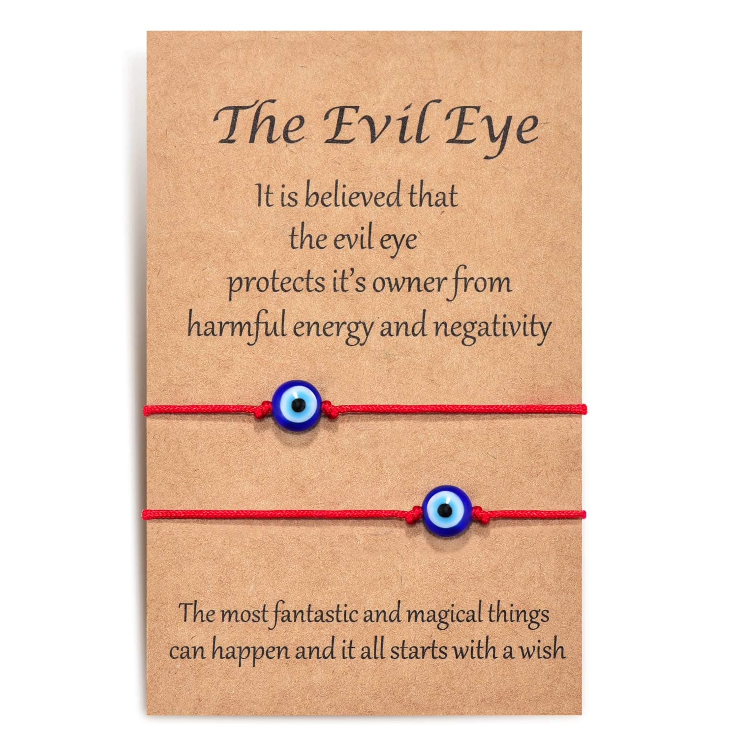 Handmade Evil Eye Bracelets Set with Card Red String Bracelet Kabbalah Protection Luck Amulet for Women Men Family Friends