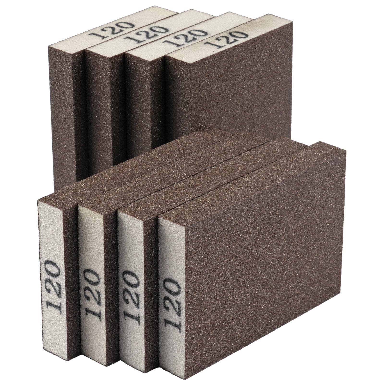 8 Pack Sanding Sponge, Sanding Blocks 120 Grit Assortment, Sand Paper for Wood Furniture, Sander Pads, Washable and Reusable Sandpaper for Drywall Metal Glasses Repair (120 Grit)