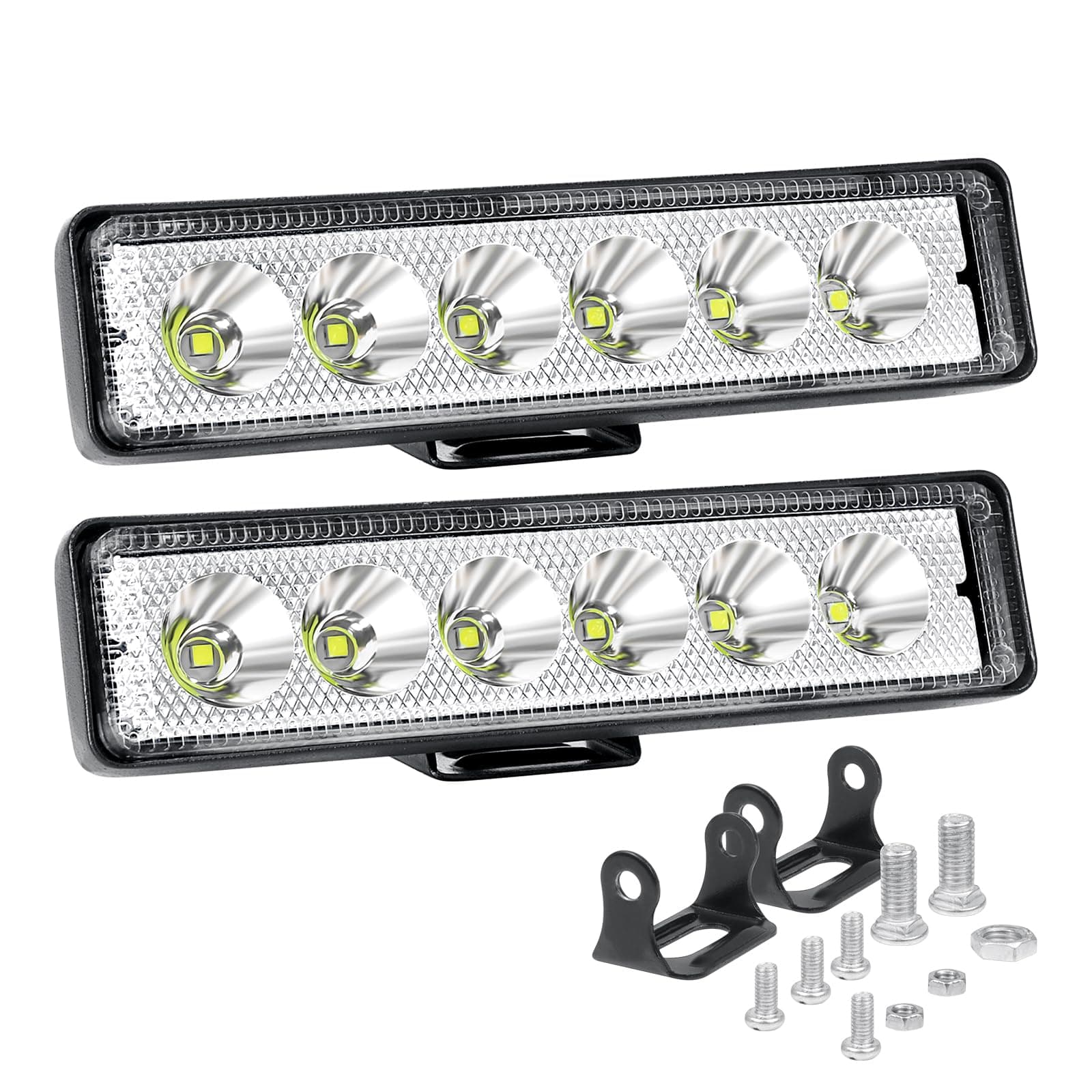 Willpower 2pcs 18W 6 Inch LED Work Light Spot Beam Single Row LED Light Bar 12V 24V Super Slim Offroad Driving Lights Fog Lamps for Truck Tractor Boat 4x4 Car SUV ATV