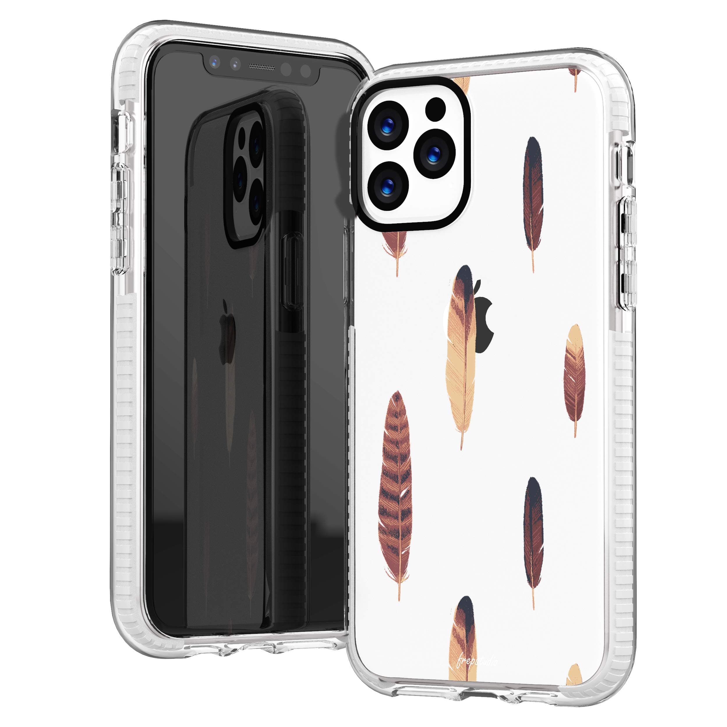 iPhone 11 Pro Clear Case,Cute Fall Winter Leaves Bird Feather Cute Trendy Simper Hipster Retro Chic Art Deco Design Soft Protective Shockproof Clear Case With Design Compatible for iPhone 11 Pro