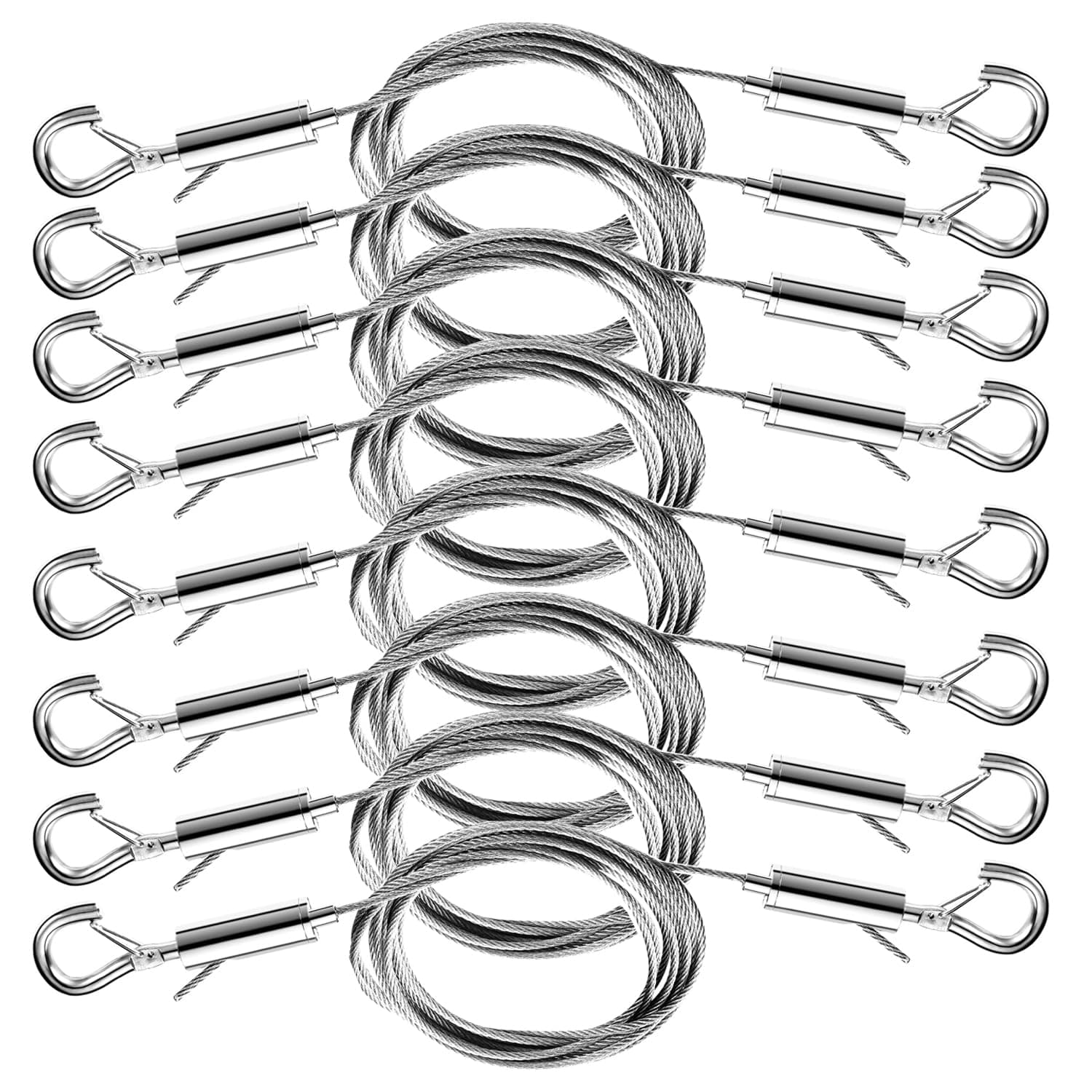 - 8PCS Adjustable Picture Hanging Wire Kit,Frame,Mirror Hanging Kit,6.6FT Heavy Duty Stainless Steel Rope for Hanging Pictures,Billboards,Basket,Flowerpot,Supports Up to 66lbs