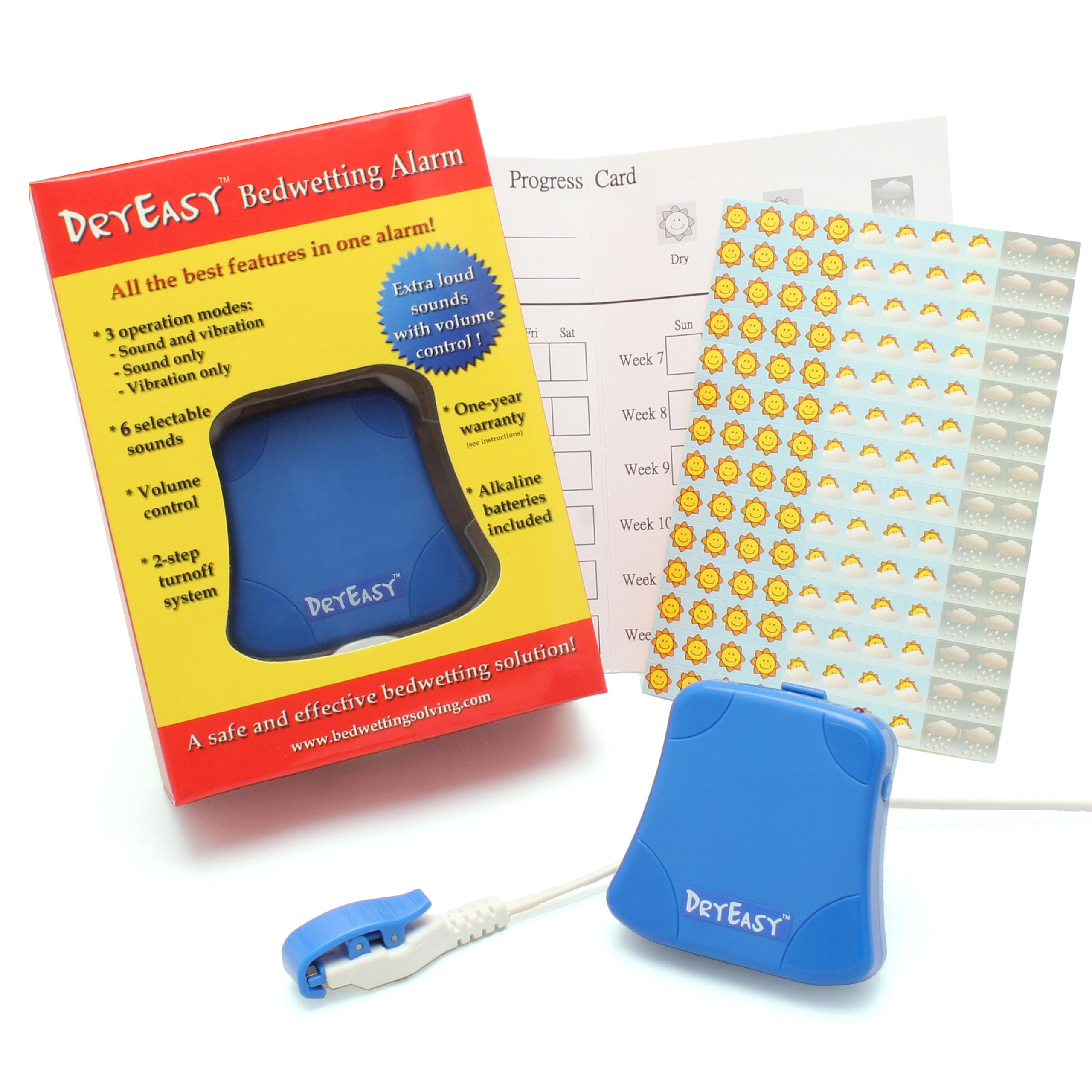 DryEasy New Bedwetting Alarm With Volume Control, 6 Selectable Sounds and Vibration