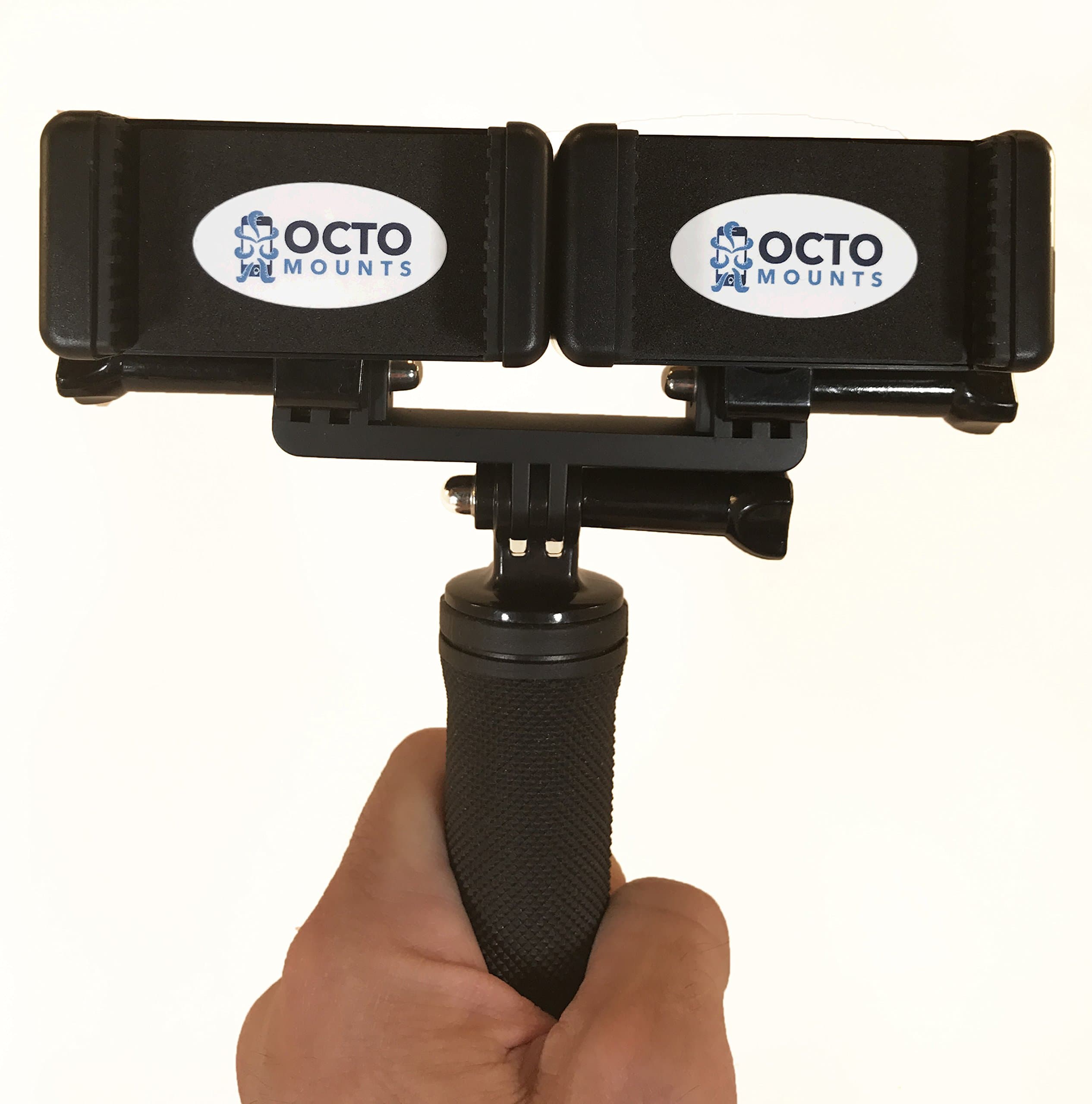 Dual Device Hand-Held Stabilizer for Cell Phone or GoPro Camera. Compatible with iPhones, Samsung Galaxy, HTC, etc.