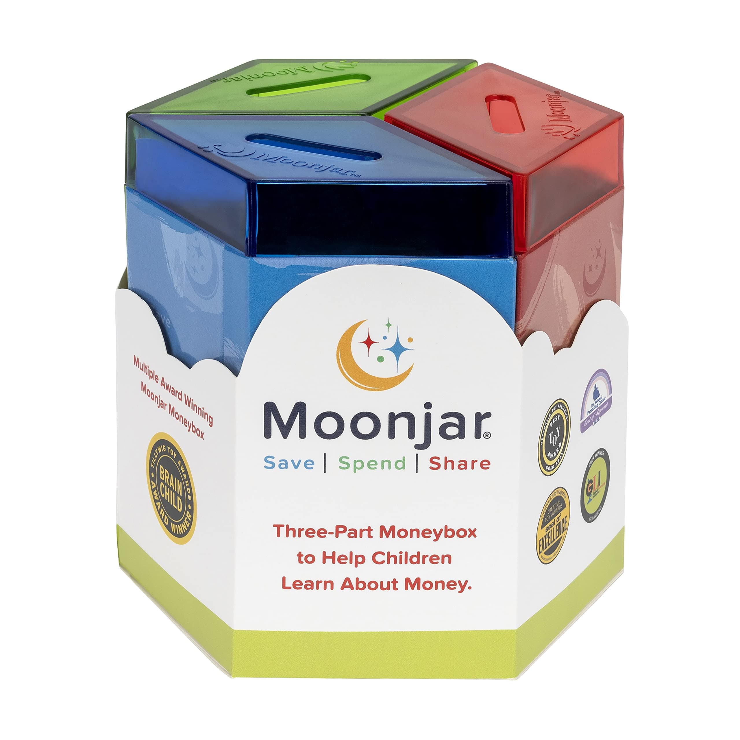 Moonjar Classic Moneybox: Save, Spend, Share Toy