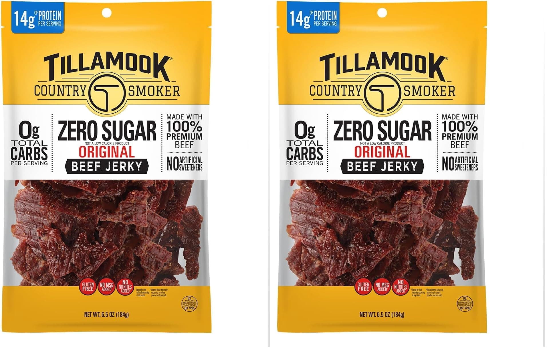 Keto Friendly Zero Sugar Beef Jerky, Original, 6.5 Ounce (Pack of 2)