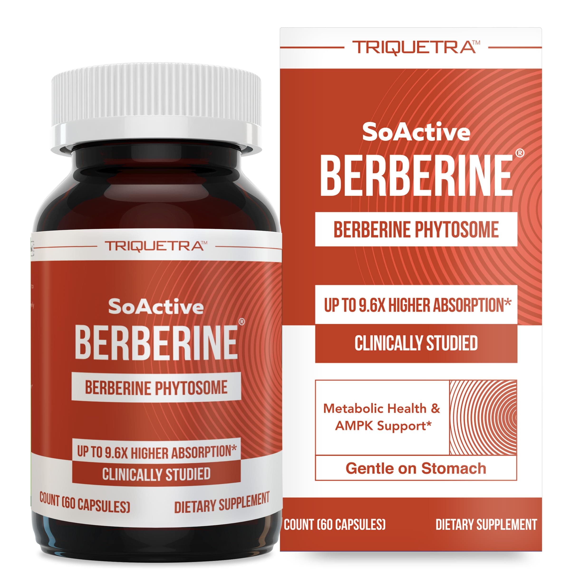 SoActive Berberine 550mg: 9.6X Higher Absorption, Clinically Studied, Optimized Phytosome | Supports Metabolism & AMPK Activation | Non-GMO, Soy-Free | Clinically Validated Dose | 60 Servings