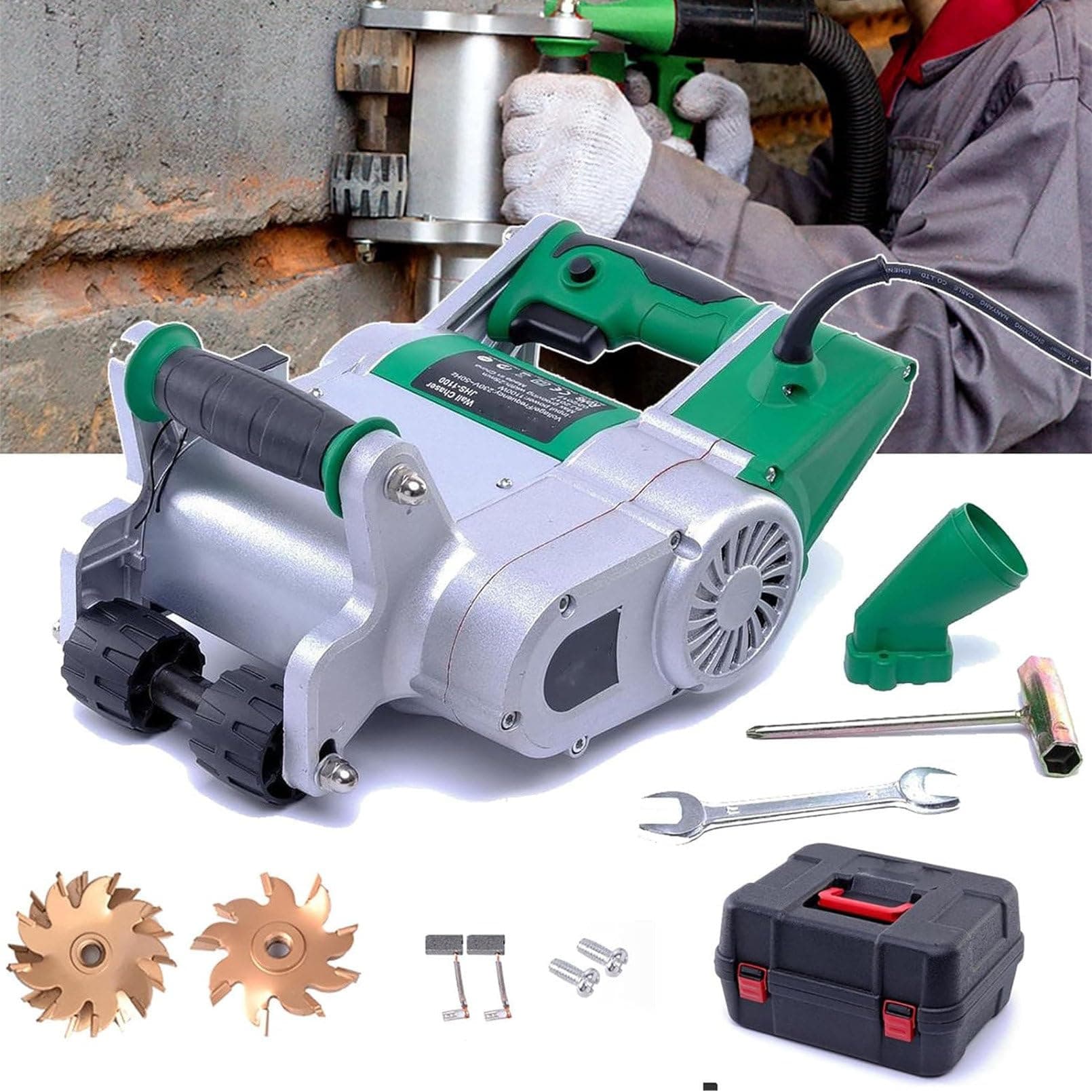 Wall Chaser Blades Dust-Free Wall Grooving Machine, Wall Grooving Machines, 1100w High Power Wall Chasing Tool for Brick, Ground and Rebar (25mm/35mm)