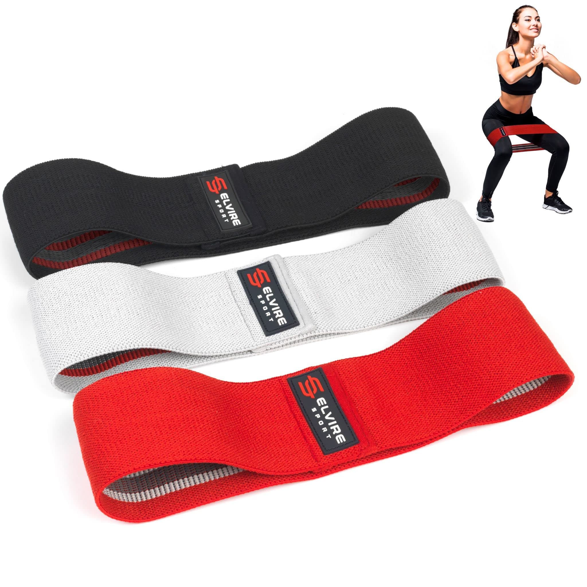 ELVIRE Long Resistance Bands for Working Out | Pull up Bands Fabric Resistance Bands Women & Men Long Bands for Working Out | Cloth Resistance Band for Pull up Assist | 3 Fabric Bands Resistance